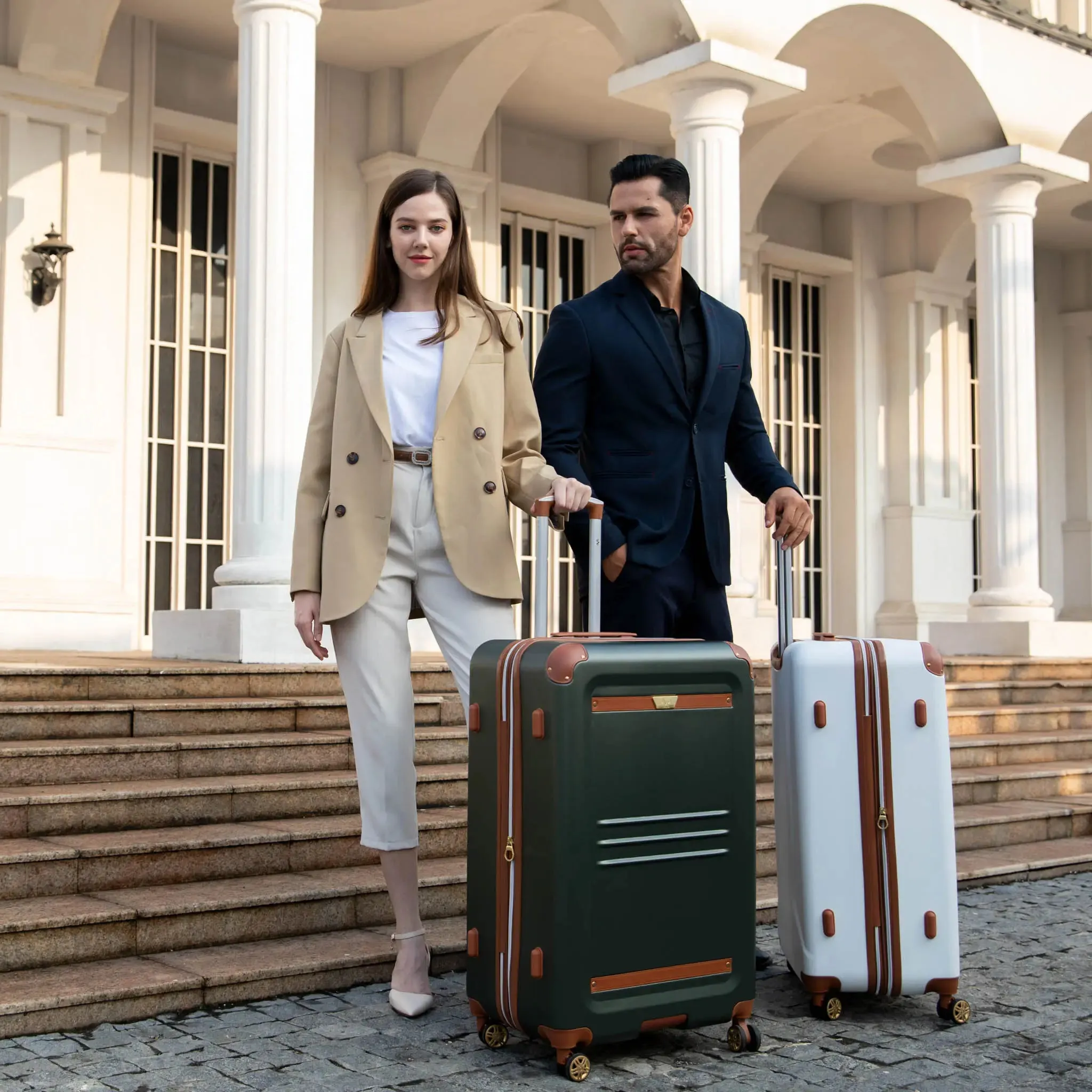 Vintage 3 Piece Expandable Retro Luggage Set - Image 14