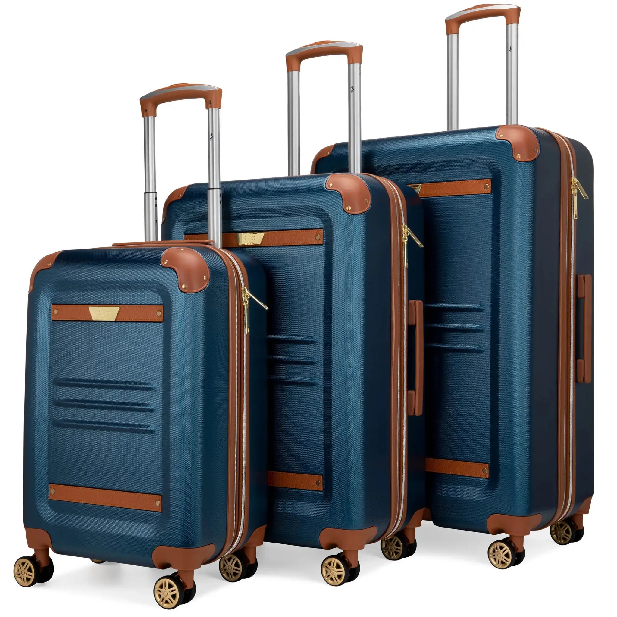 Vintage 3 Piece Expandable Retro Luggage Set - Image 19