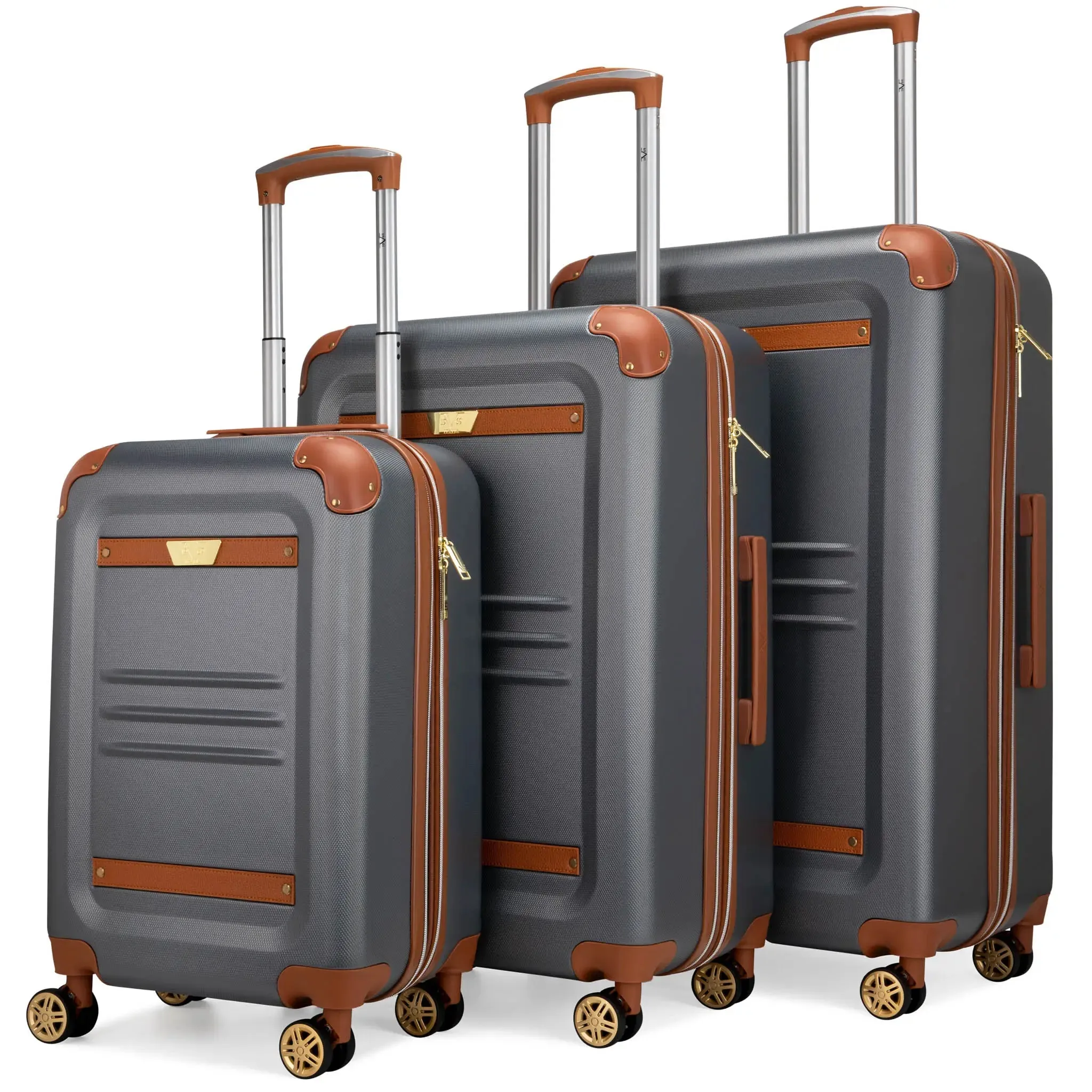 Vintage 3 Piece Expandable Retro Luggage Set - Image 21