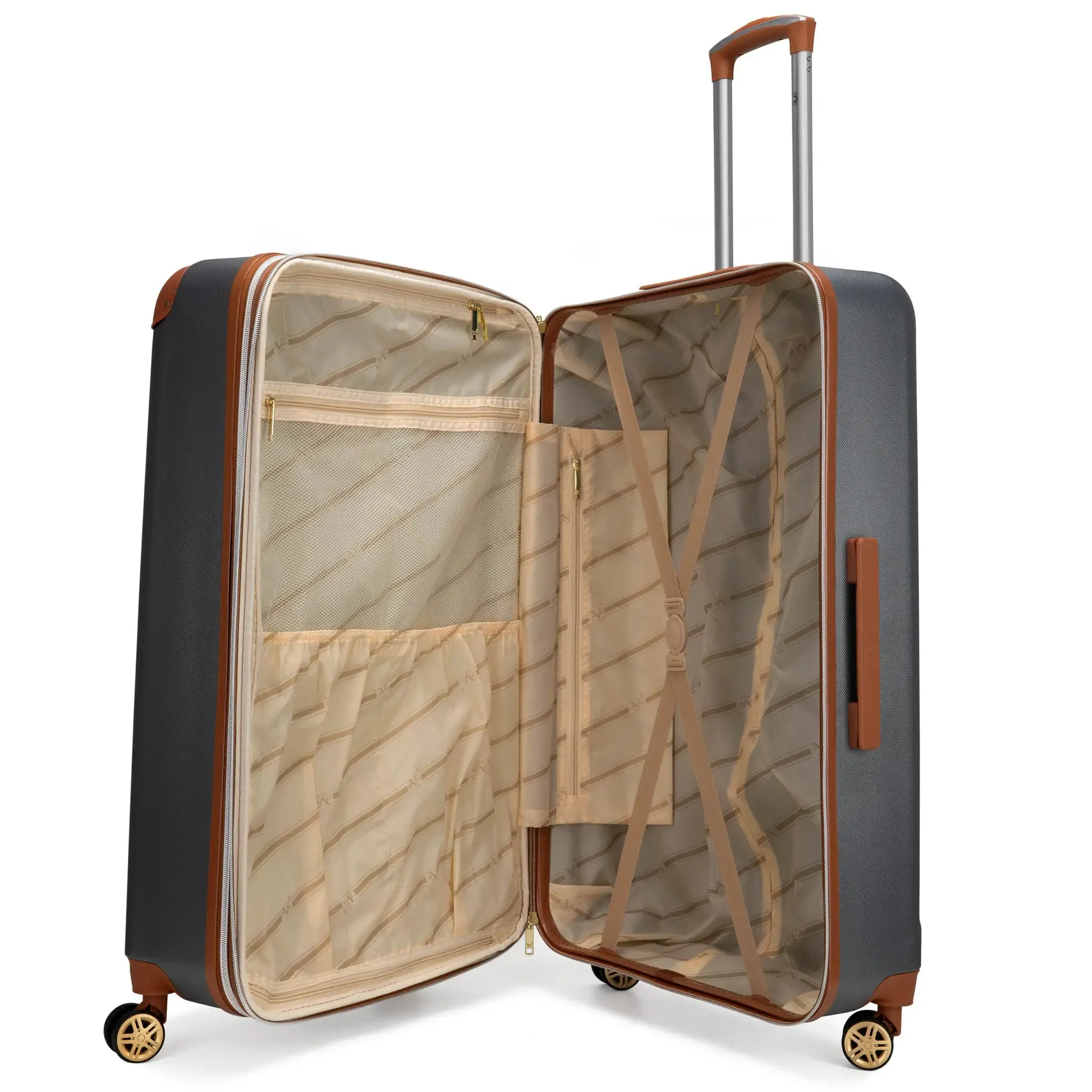 Vintage 3 Piece Expandable Retro Luggage Set - Image 22