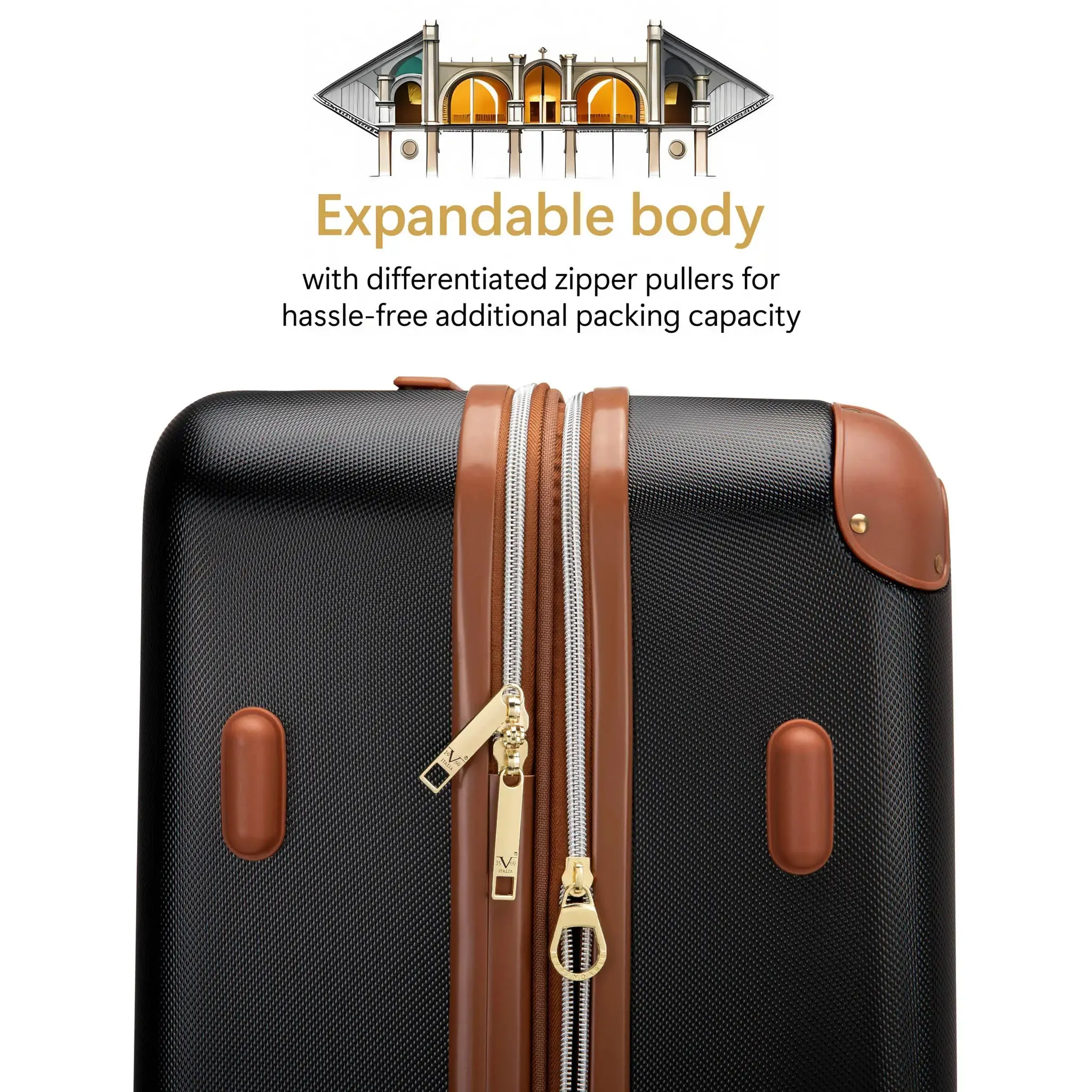 Vintage 3 Piece Expandable Retro Luggage Set - Image 5