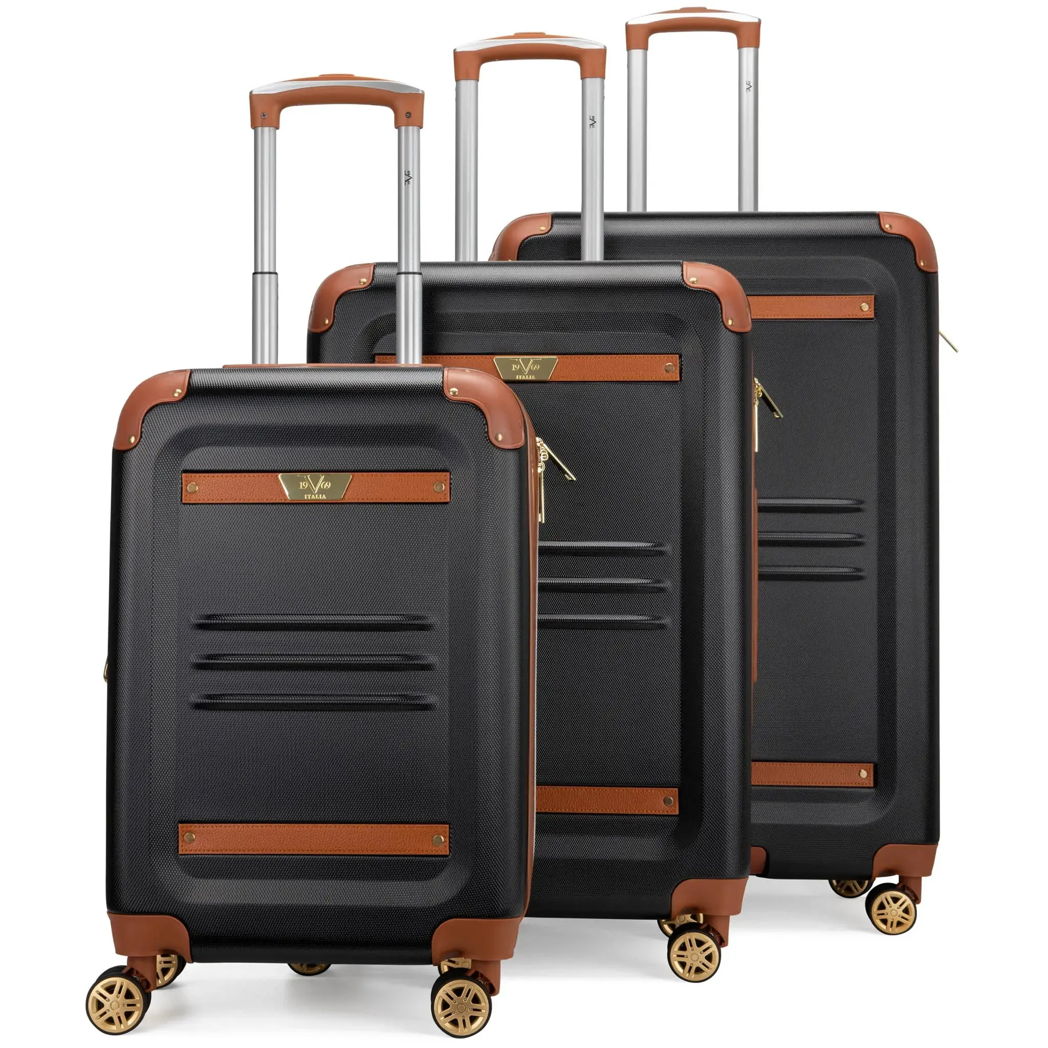 Vintage 3 Piece Expandable Retro Luggage Set - Image 9