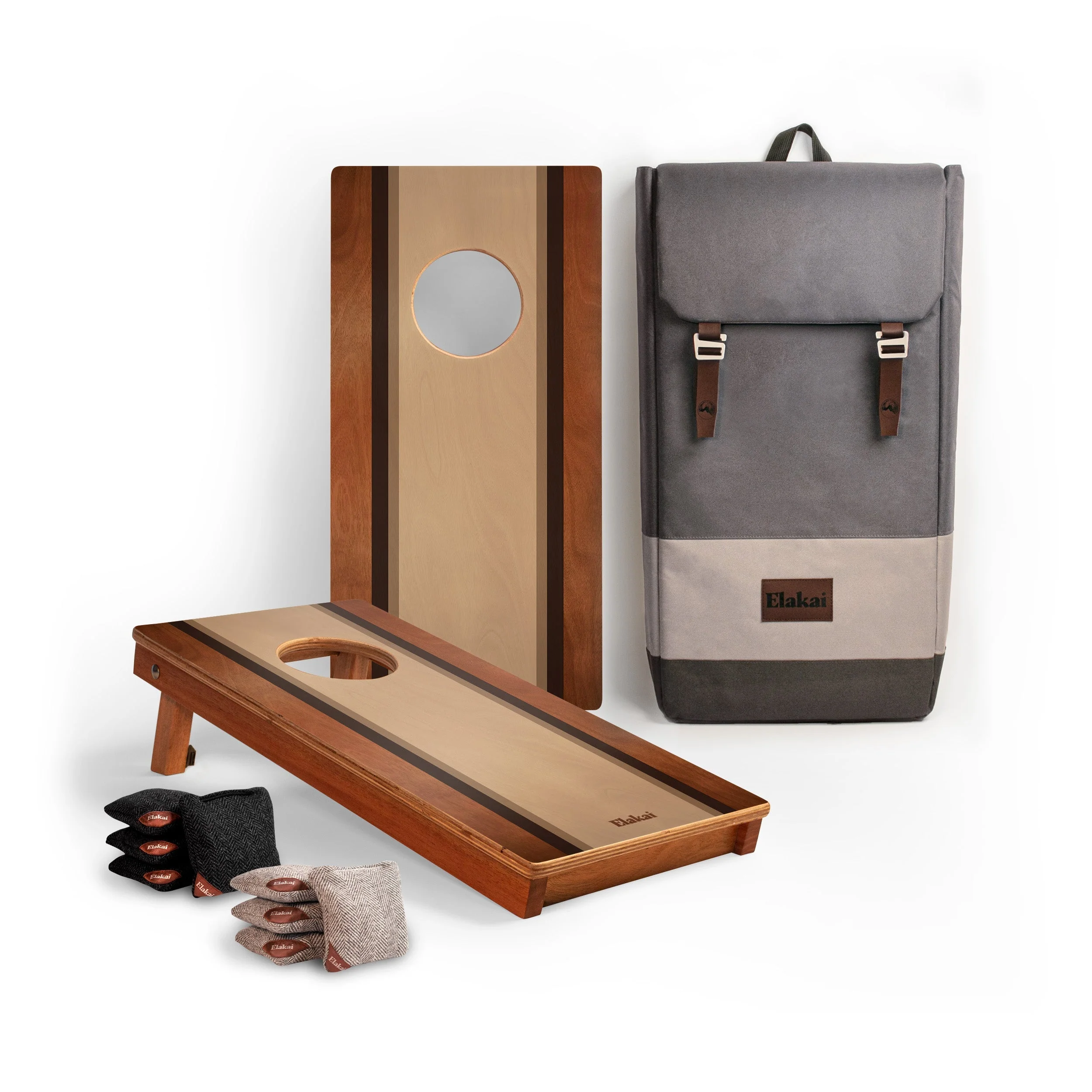1ft x 2ft Graphic Wood Travel Cornhole Set | Classic Beach Stripes Collection - Image 13