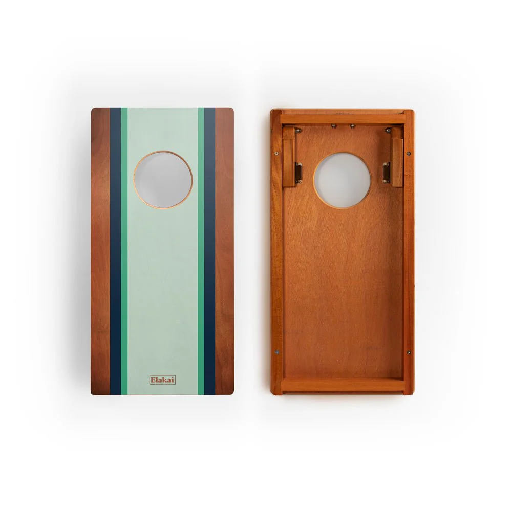 1ft x 2ft Graphic Wood Travel Cornhole Set | Classic Beach Stripes Collection - Image 2