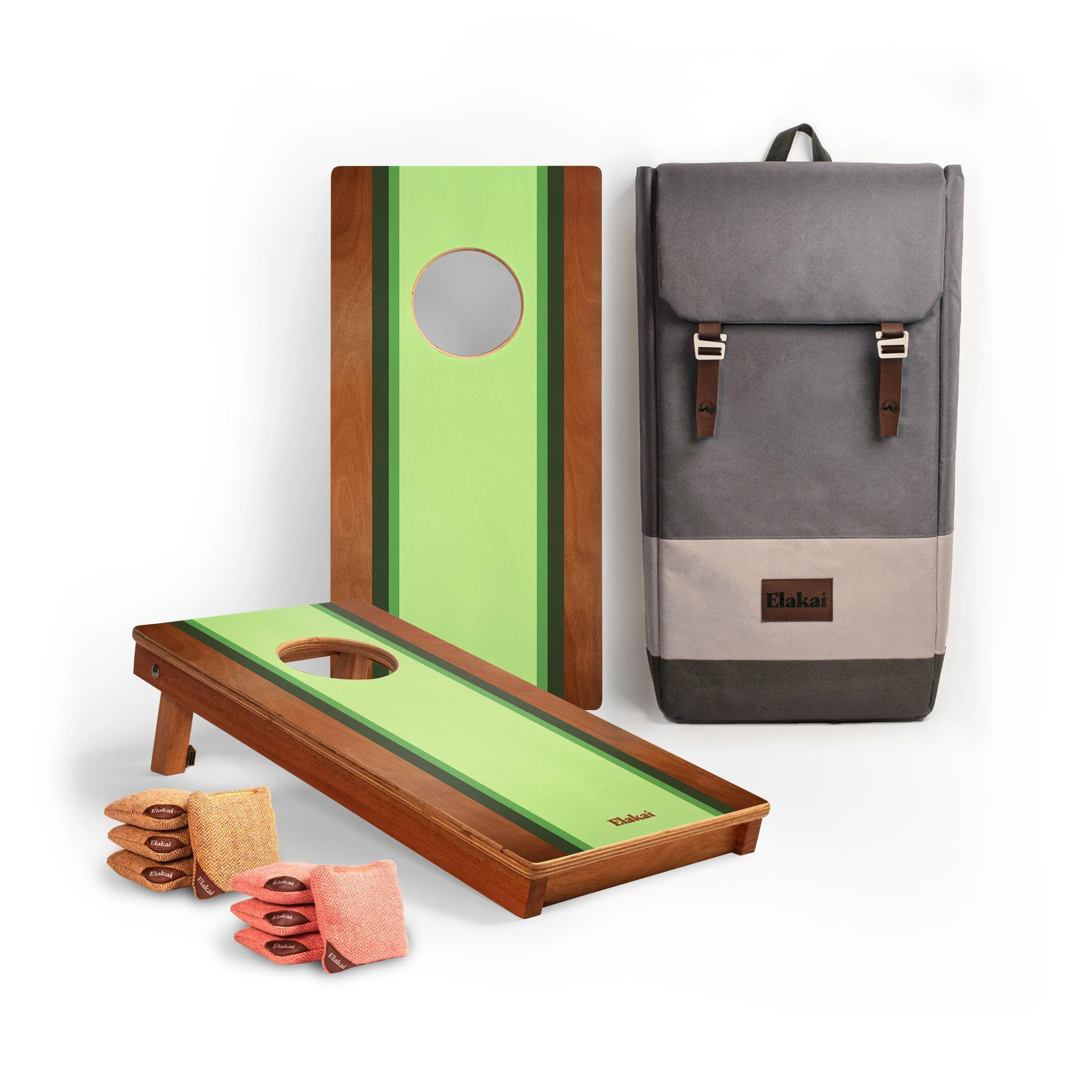 1ft x 2ft Graphic Wood Travel Cornhole Set | Classic Beach Stripes Collection - Image 7