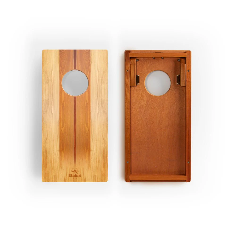 1ft x 2ft Graphic Wood Travel Cornhole Set | Natural Surf Beach Collection - Image 2