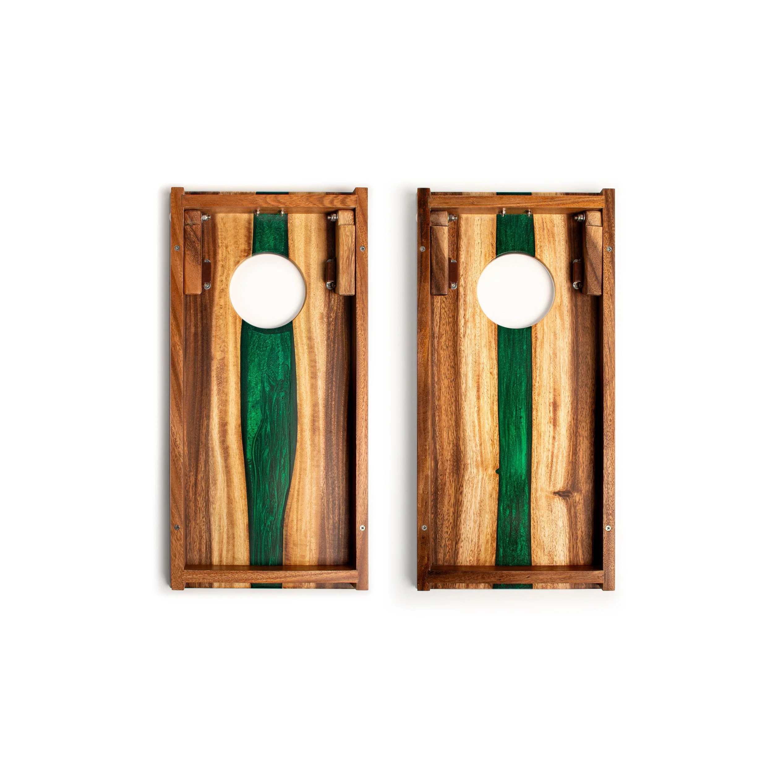 1ft x 2ft Resin & Wood Travel Cornhole Set | Live Edge River Collection - Image 10