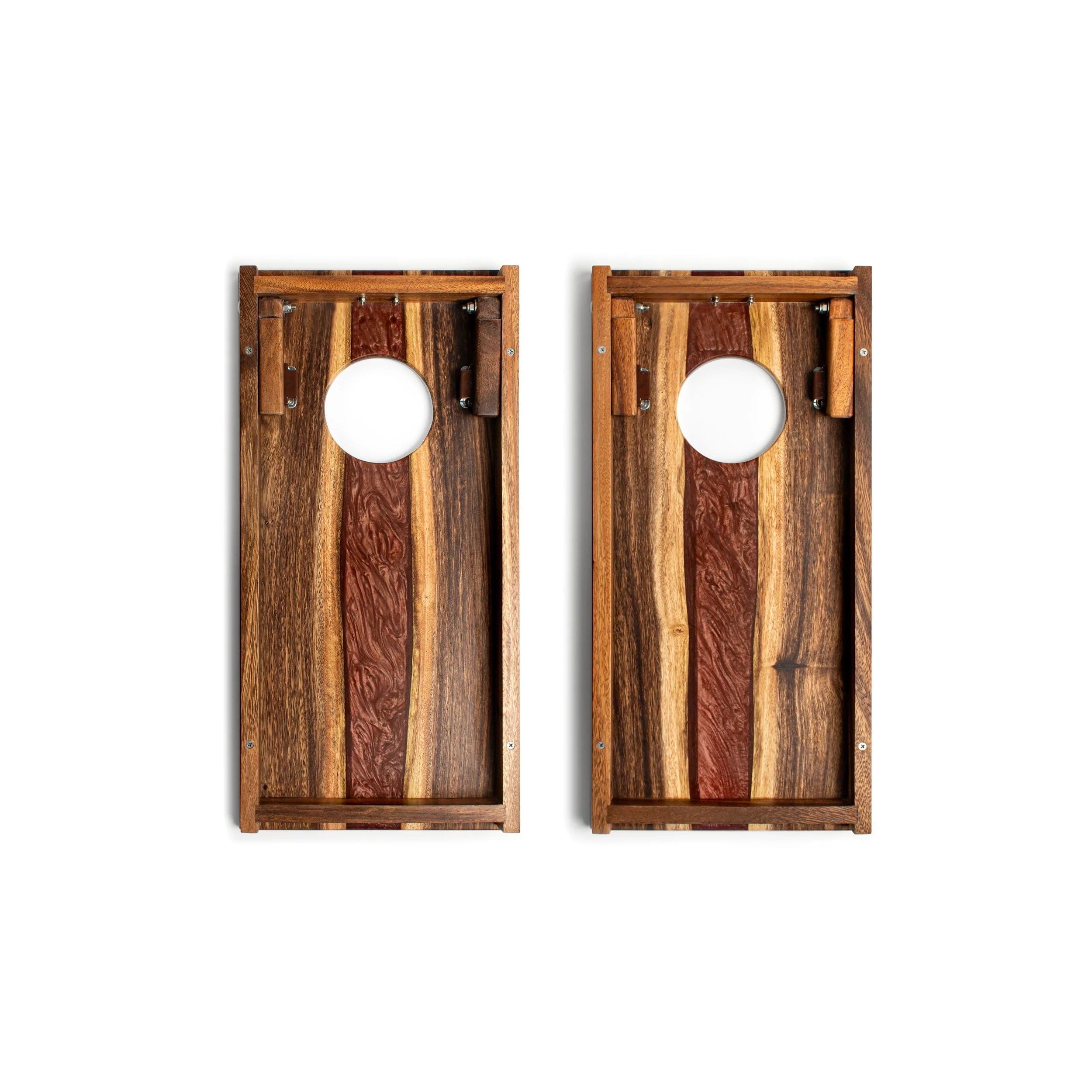 1ft x 2ft Resin & Wood Travel Cornhole Set | Live Edge River Collection - Image 11