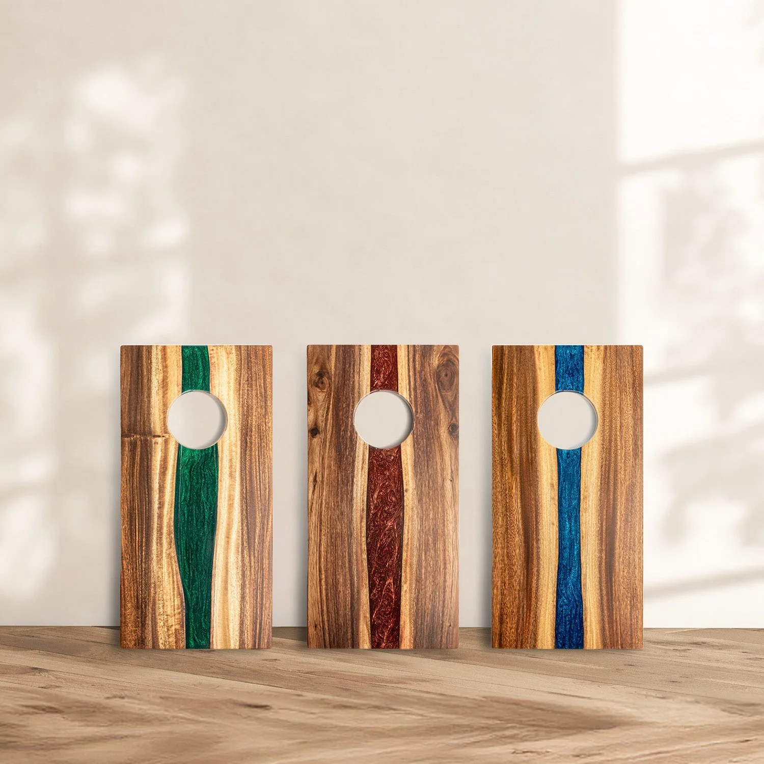 1ft x 2ft Resin & Wood Travel Cornhole Set | Live Edge River Collection - Image 30