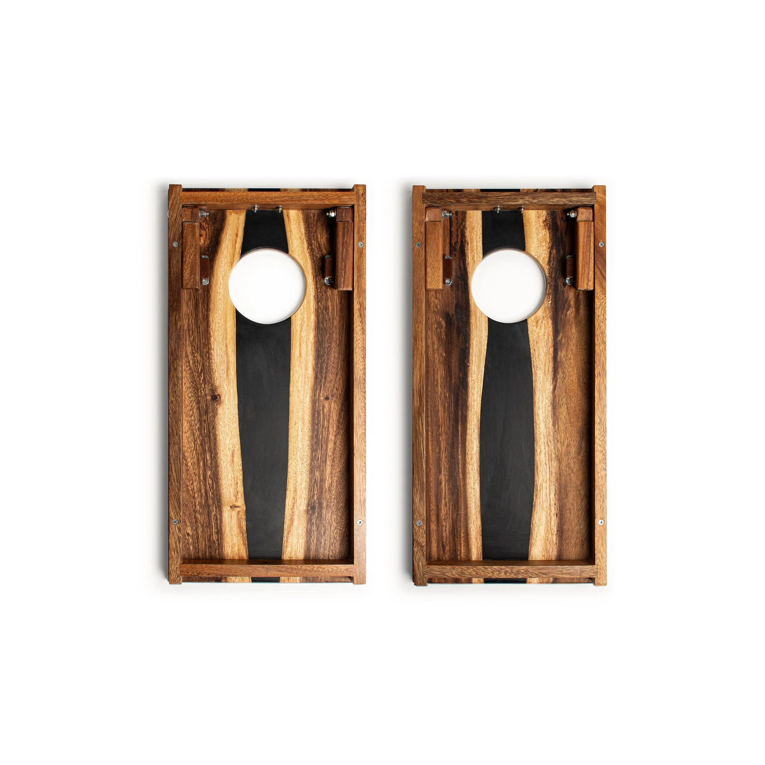 1ft x 2ft Resin & Wood Travel Cornhole Set | Live Edge River Collection - Image 4