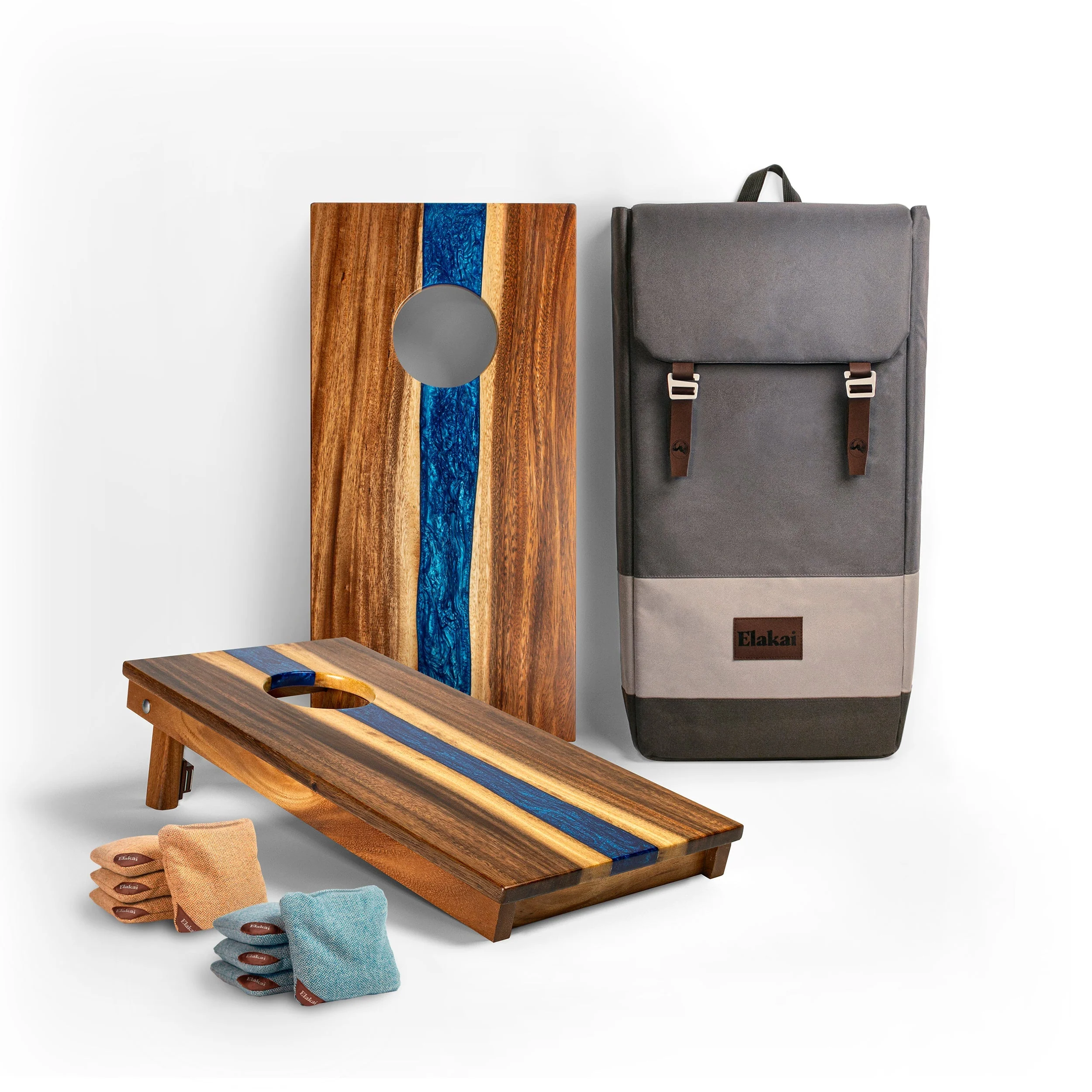 1ft x 2ft Resin & Wood Travel Cornhole Set | Live Edge River Collection - Image 6