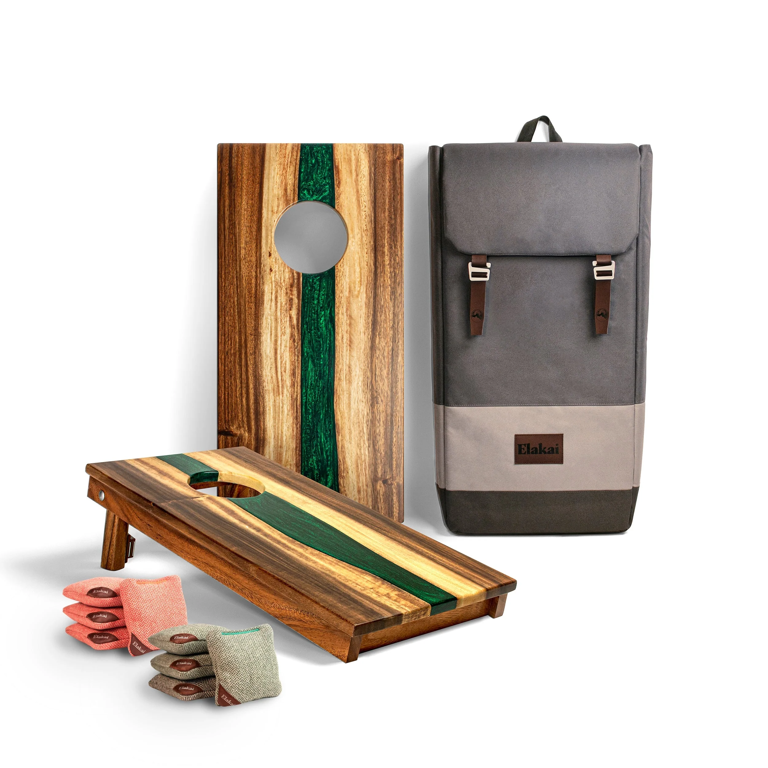 1ft x 2ft Resin & Wood Travel Cornhole Set | Live Edge River Collection - Image 7