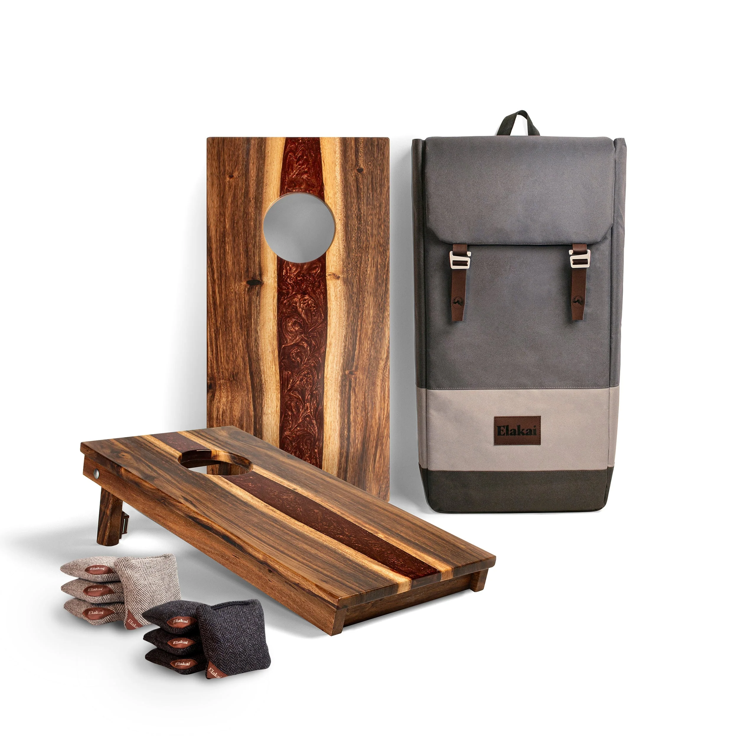 1ft x 2ft Resin & Wood Travel Cornhole Set | Live Edge River Collection - Image 8