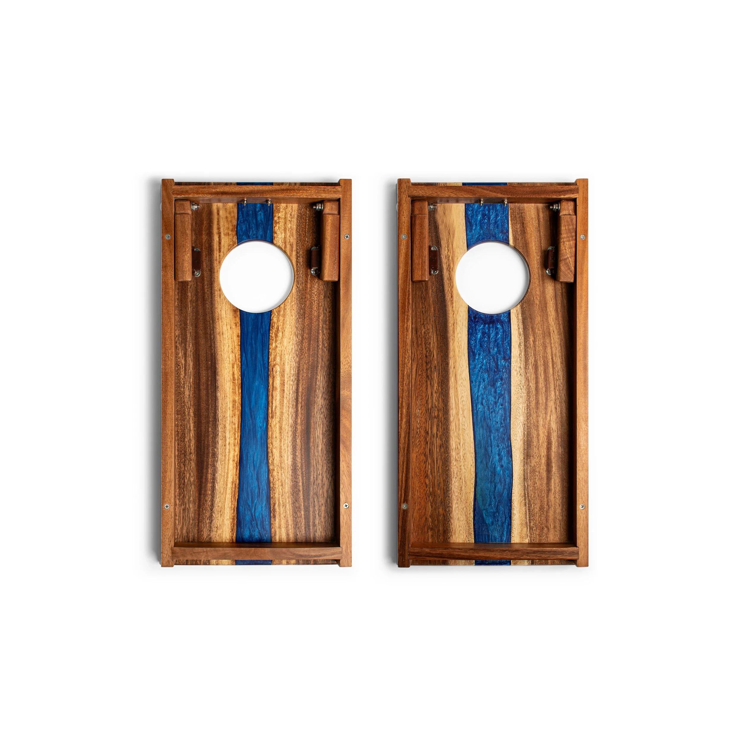1ft x 2ft Resin & Wood Travel Cornhole Set | Live Edge River Collection - Image 9