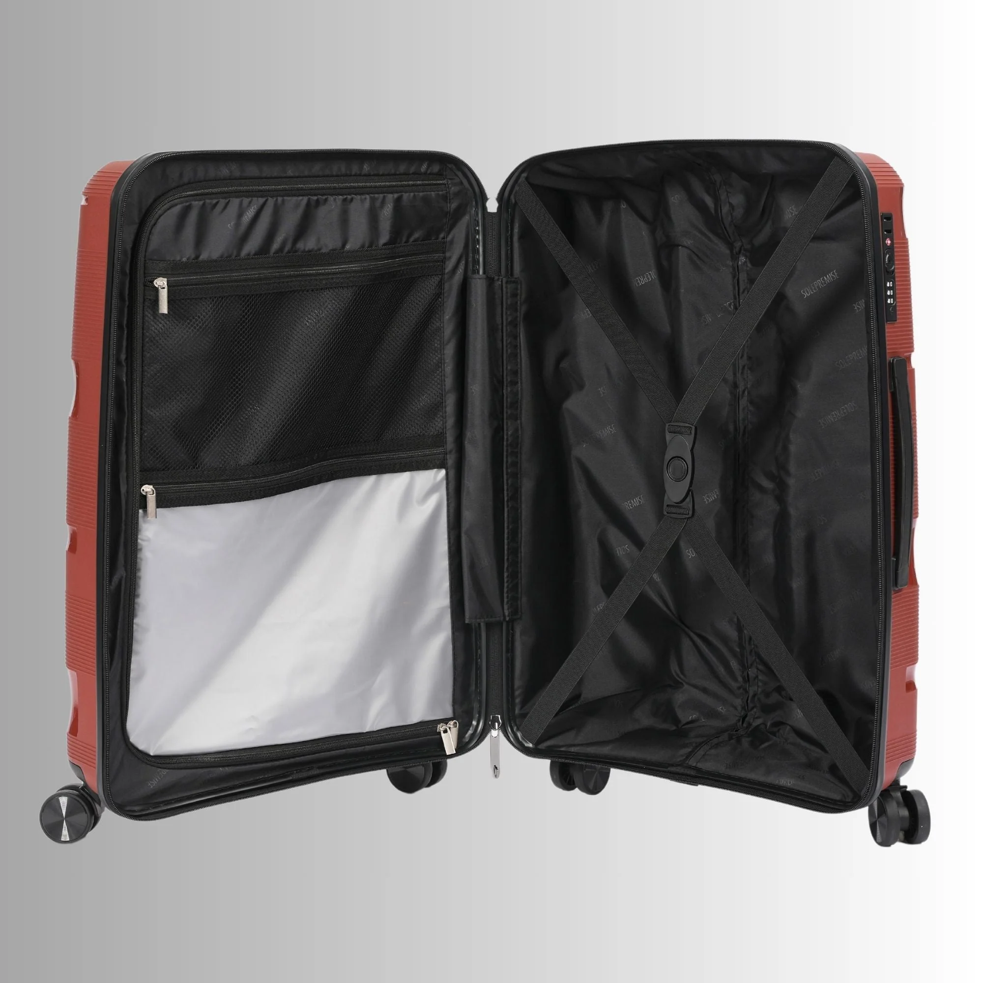 20-inch Red Carry-On Hardcase Roller Luggage with 360° Wheels - Image 2