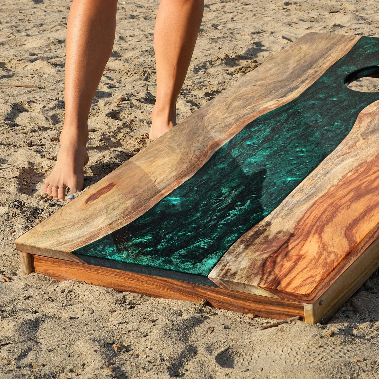 2ft x 4ft Resin & Wood Classic Cornhole Set | Live Edge River Collection - Image 19