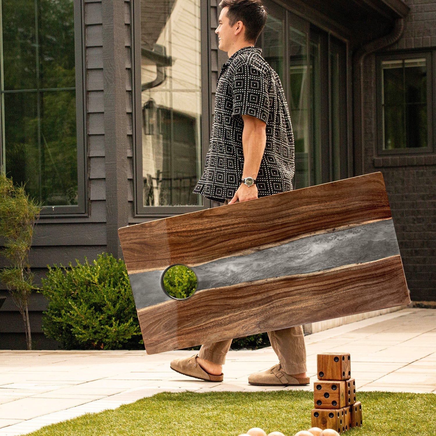 2ft x 4ft Resin & Wood Classic Cornhole Set | Live Edge River Collection - Image 26
