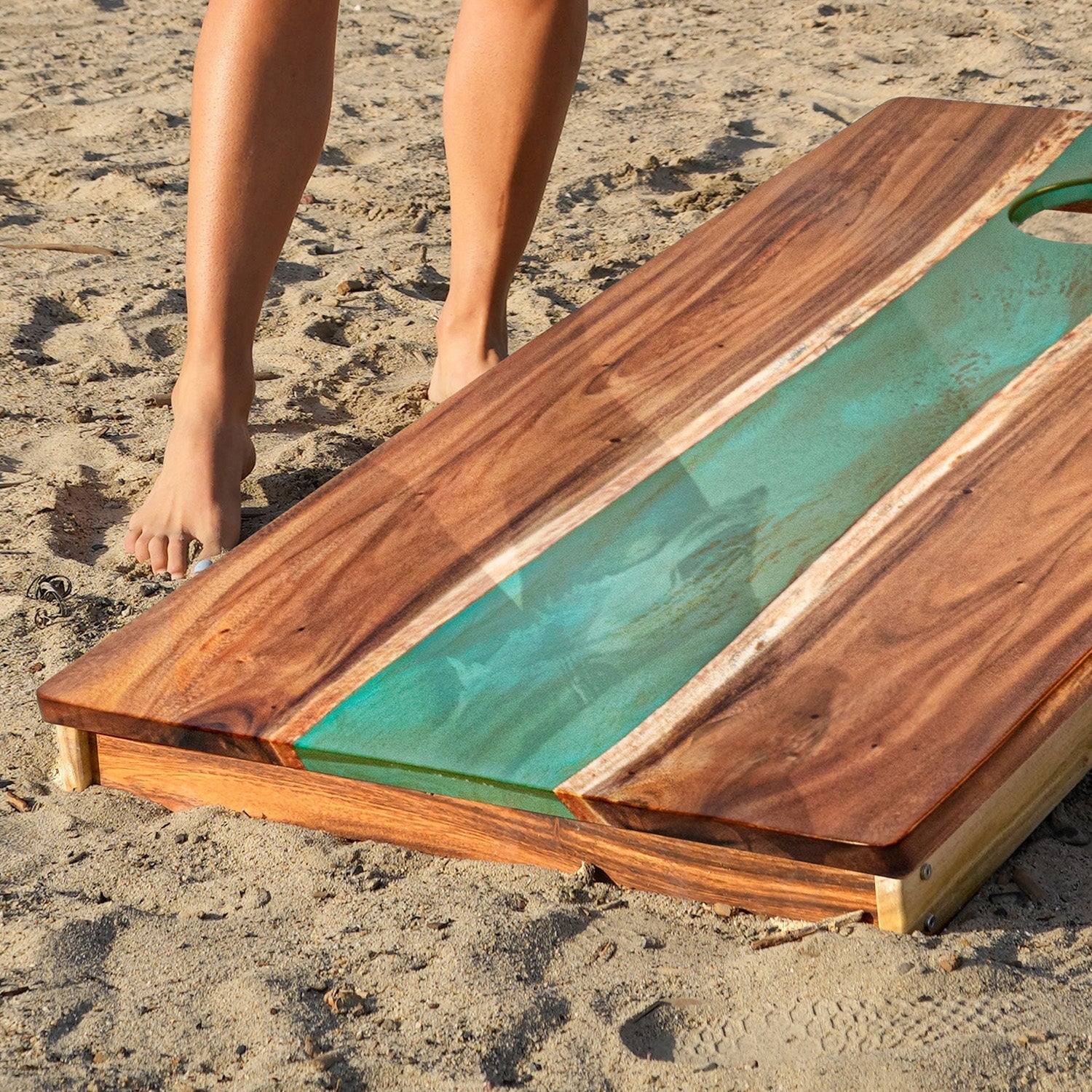 2ft x 4ft Resin & Wood Classic Cornhole Set | Live Edge River Collection - Image 50
