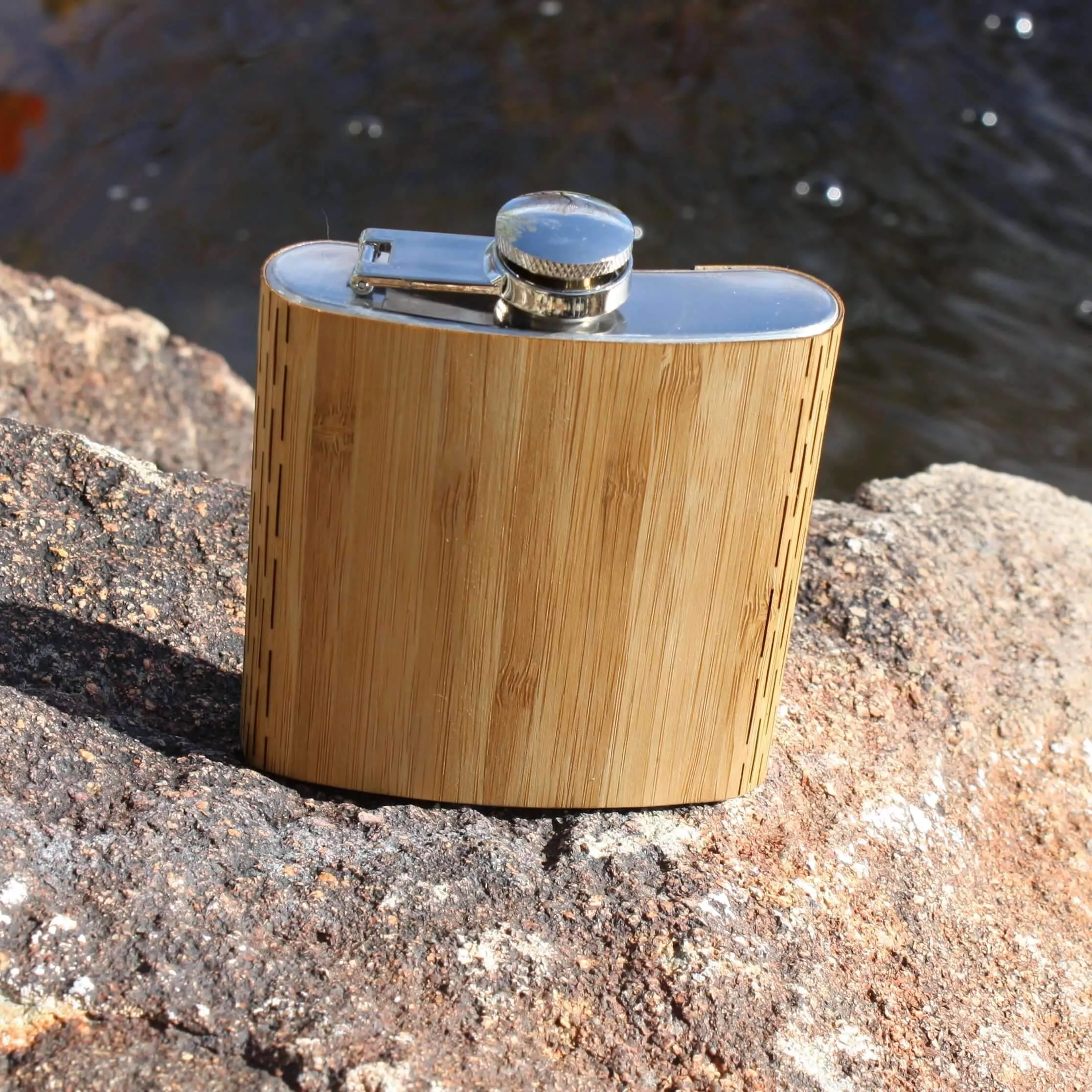 6 oz. Wooden Hip Flask (California Republic Flag in Mahogany) - Image 8