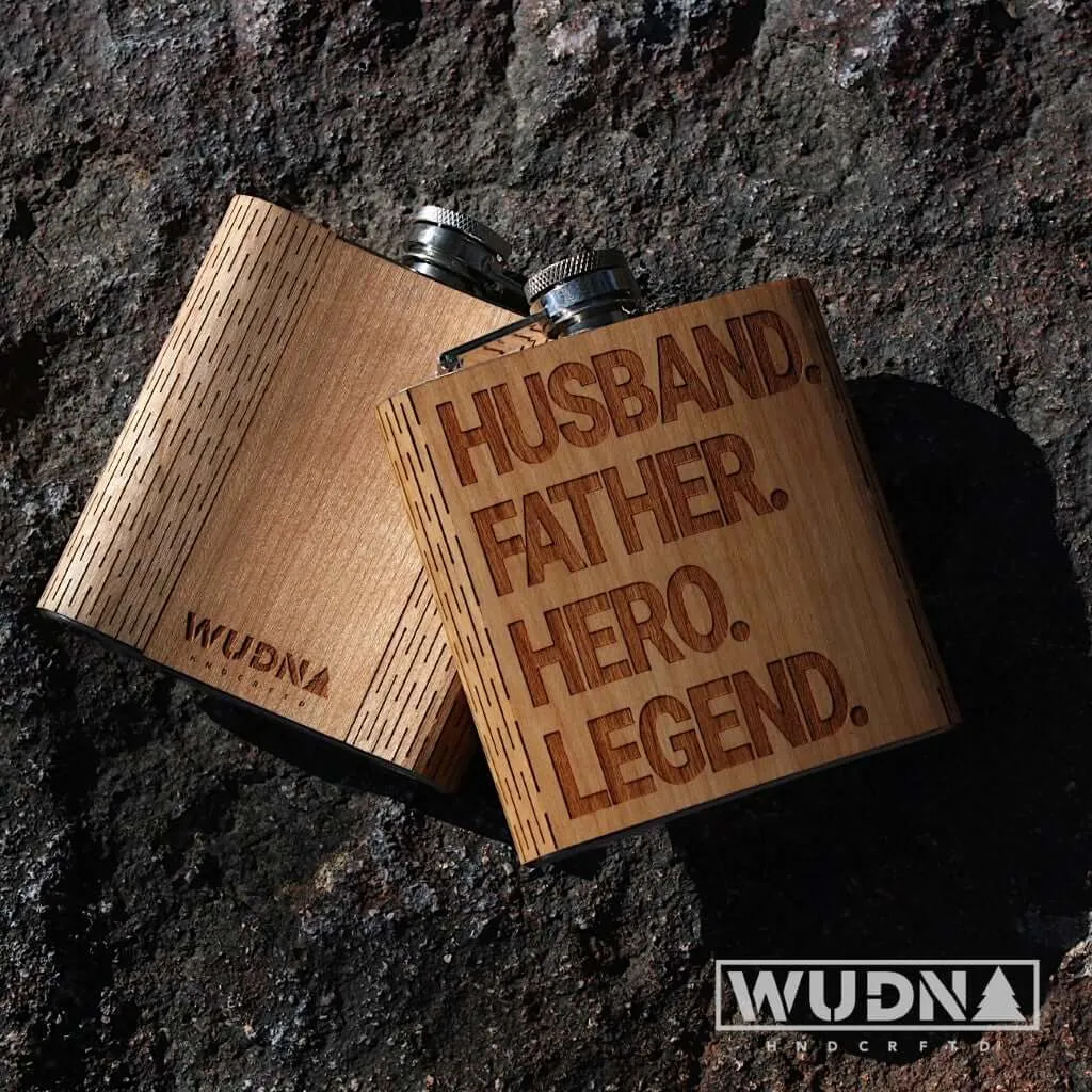 6 oz. Wooden Hip Flask for Dad (Husband, Father, Hero, Legend) - Image 4