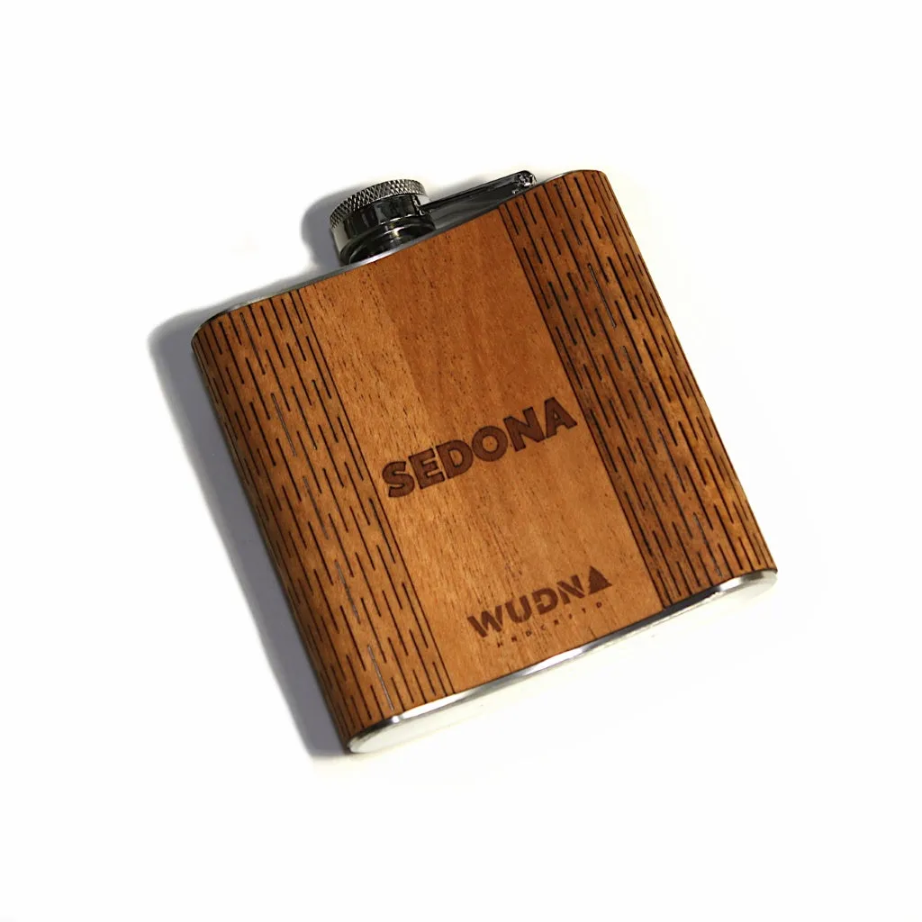 6 oz Wooden Hip Flask in Cedar & Mahogany (Sedona, Arizona) - Image 2
