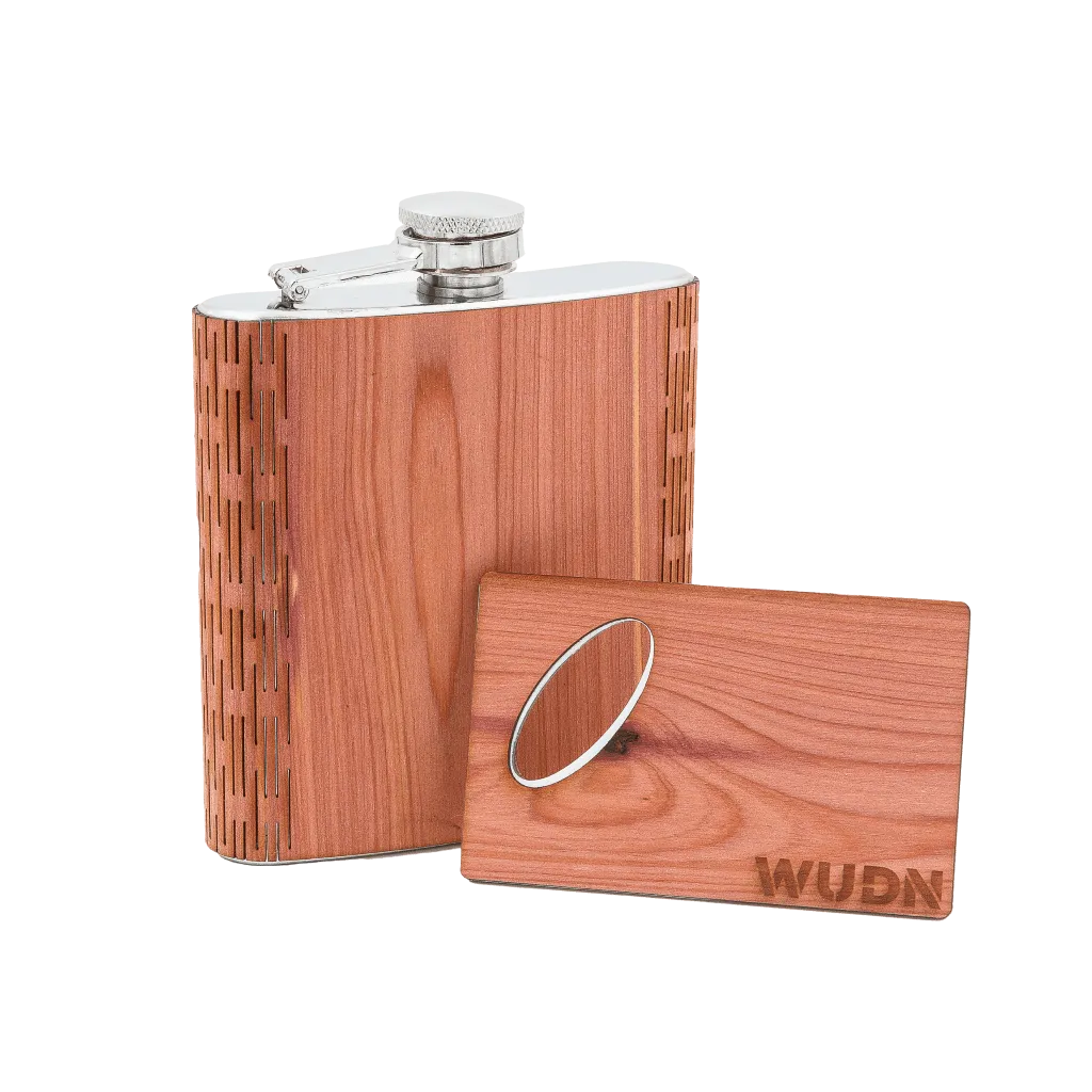 6 oz. Wooden Hip Flask & Matching Credit Card Bottle Opener (2-Piece Flask Set) - Image 4