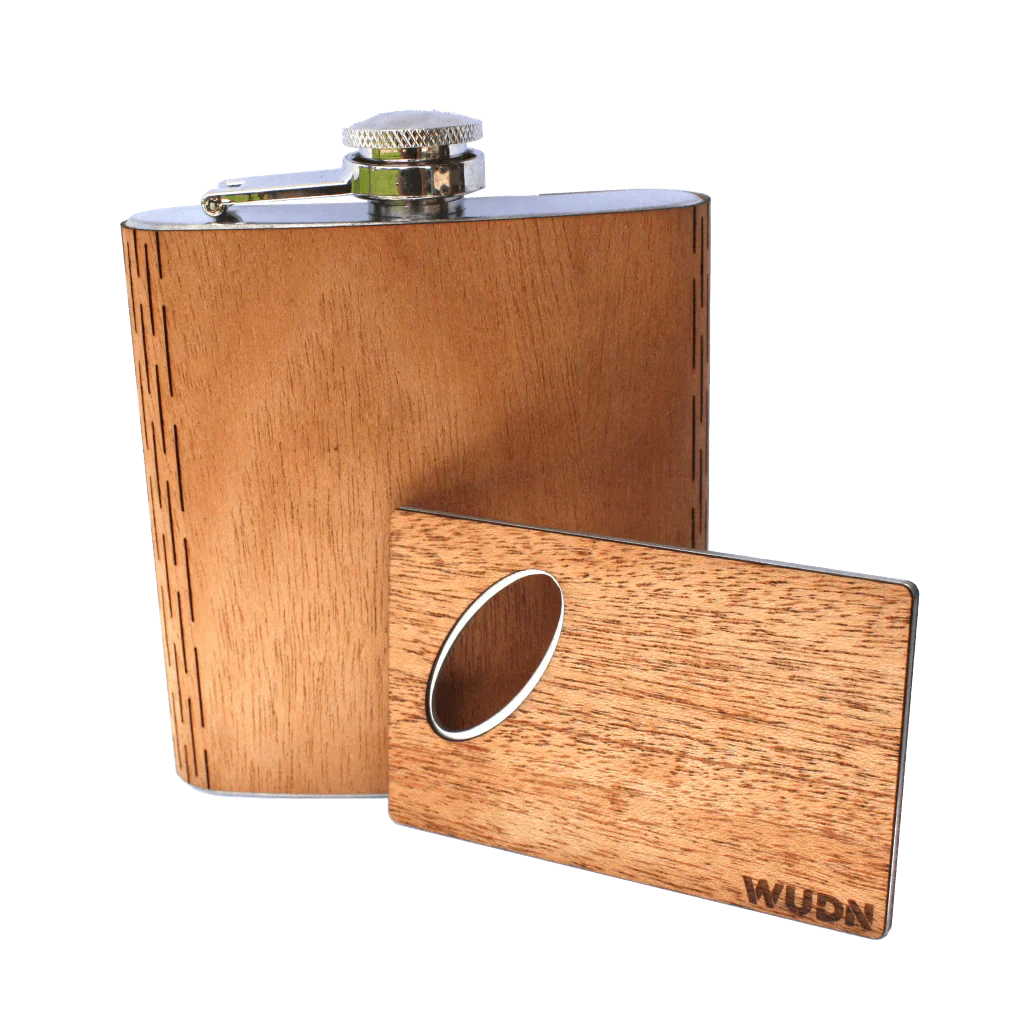 6 oz. Wooden Hip Flask & Matching Credit Card Bottle Opener (2-Piece Flask Set) - Image 8