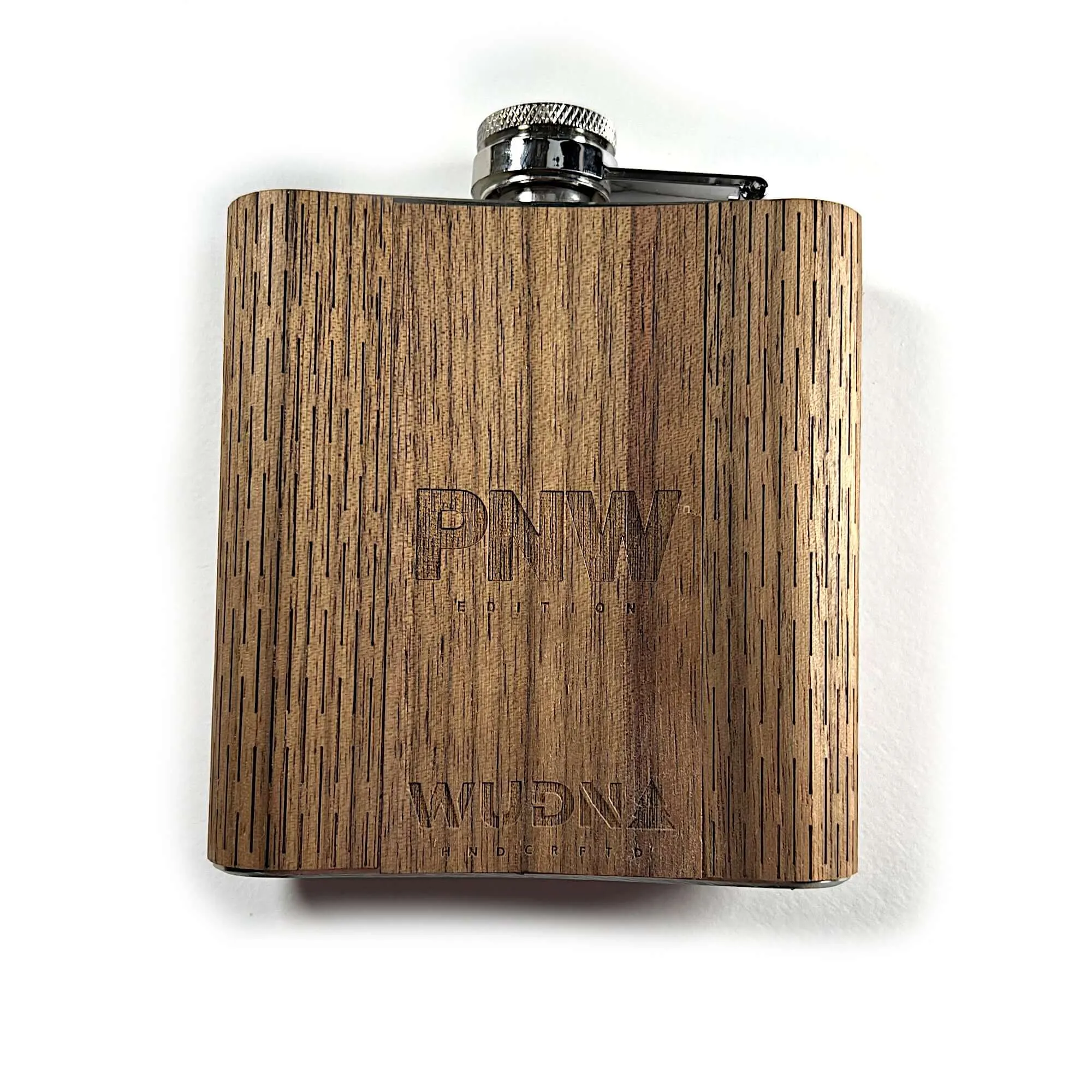 6 oz Wooden Hip Flask (PNW in Black Walnut & Shimmering Maple) - Image 7