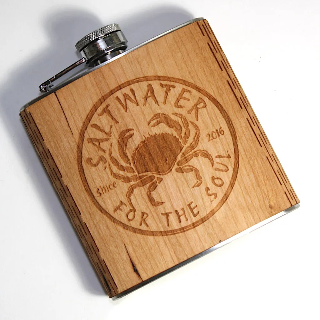 6 oz. Wooden Hip Flask (Saltwater Collection) - Image 2