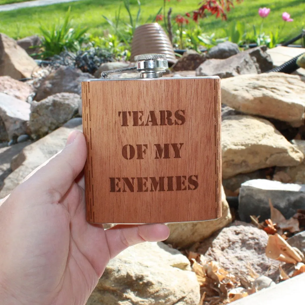 6 oz. Wooden Hip Flask (Tears of my Enemies in Mahogany) - Image 2