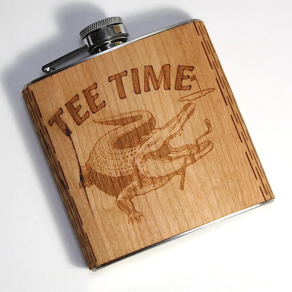6 oz. Wooden Hip Flask (Tee-Time Collection) - Image 3