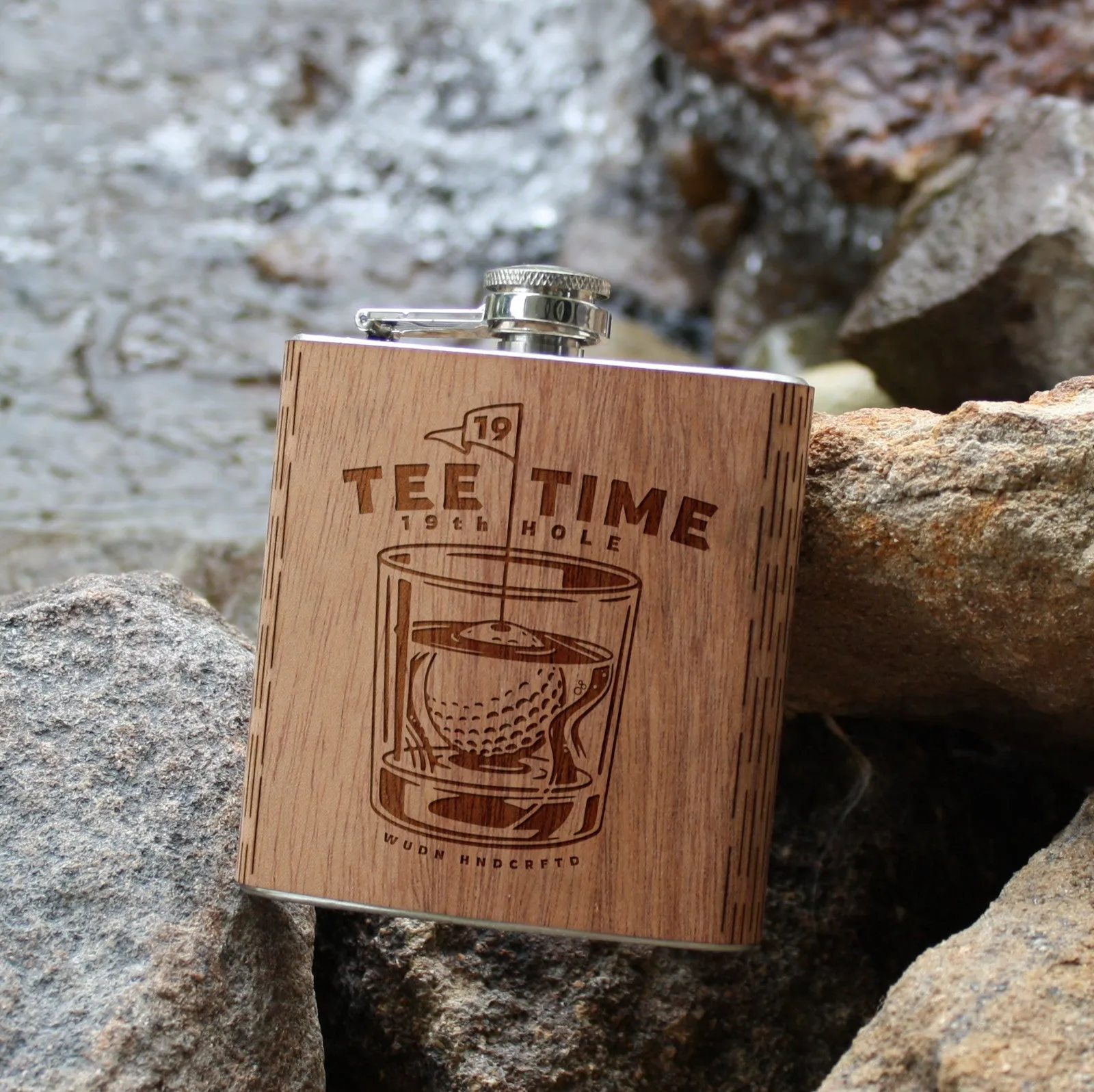 6 oz. Wooden Hip Flask (Tee-Time Collection) - Image 7