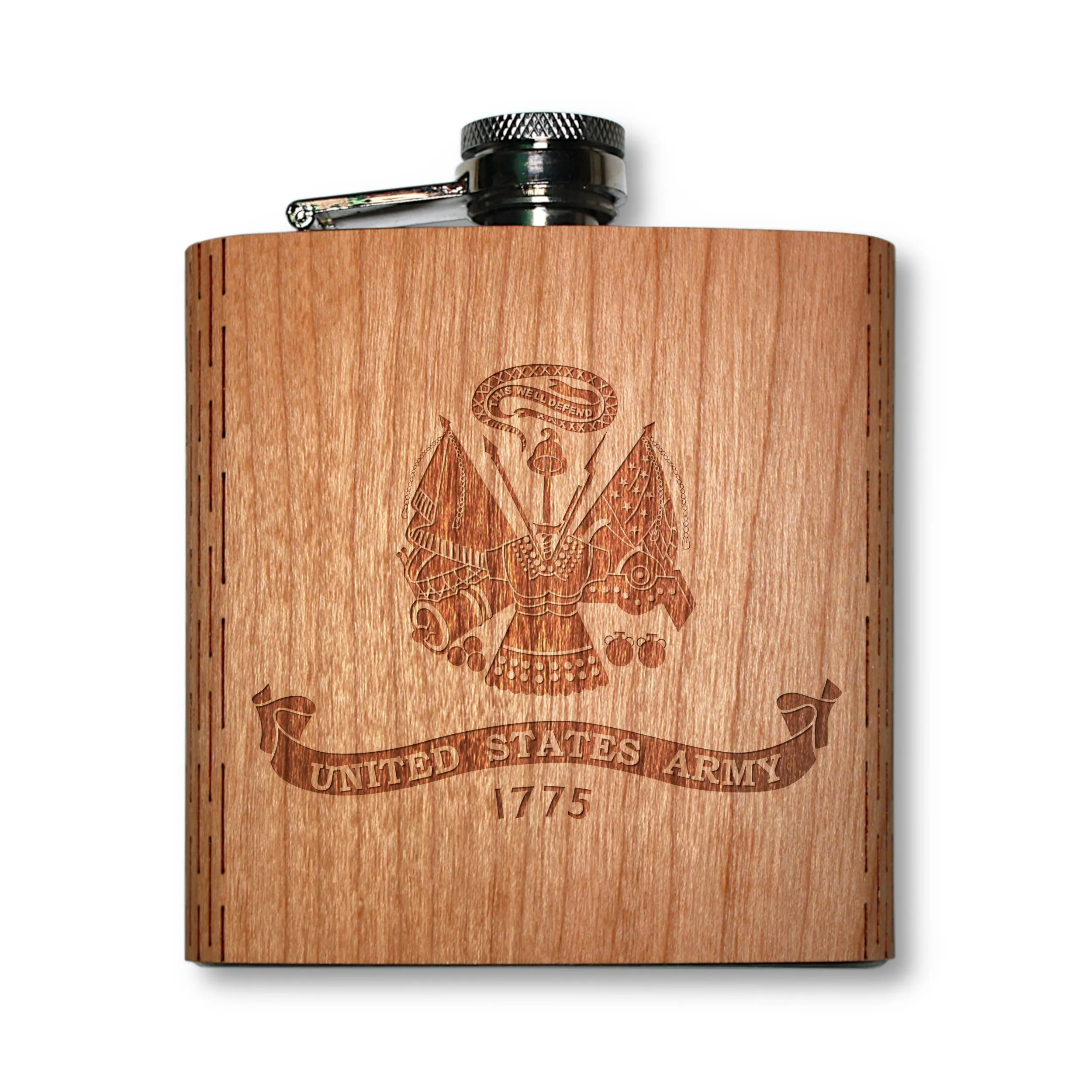 6 oz. Wooden Hip Flask (US Military Collection) - Image 4