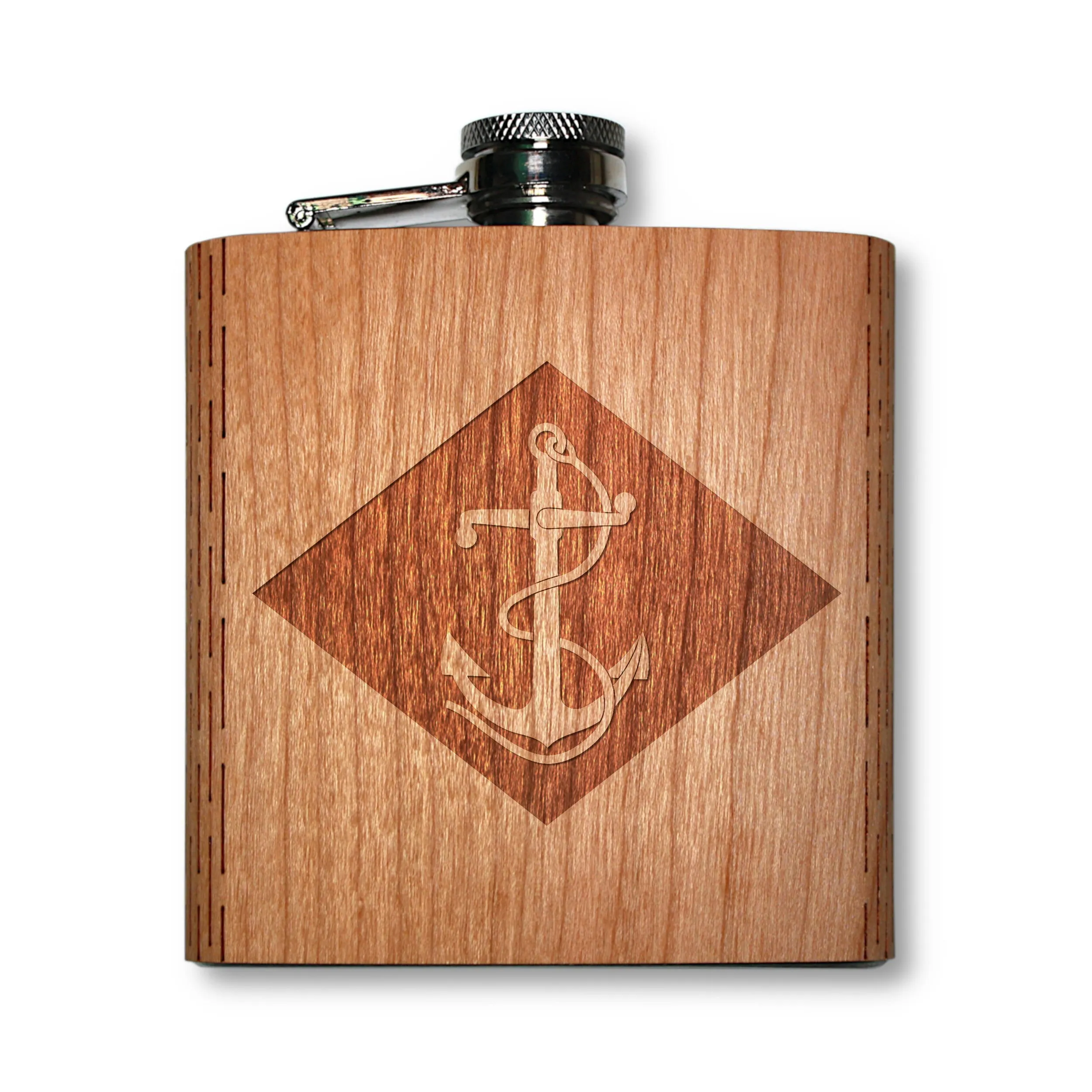 6 oz. Wooden Hip Flask (US Military Collection) - Image 5