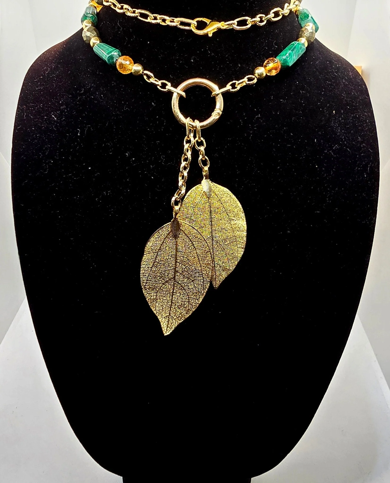 "Abundance Of Wealth" Necklace |Malachite , Citrine, and Pyrite - Image 5