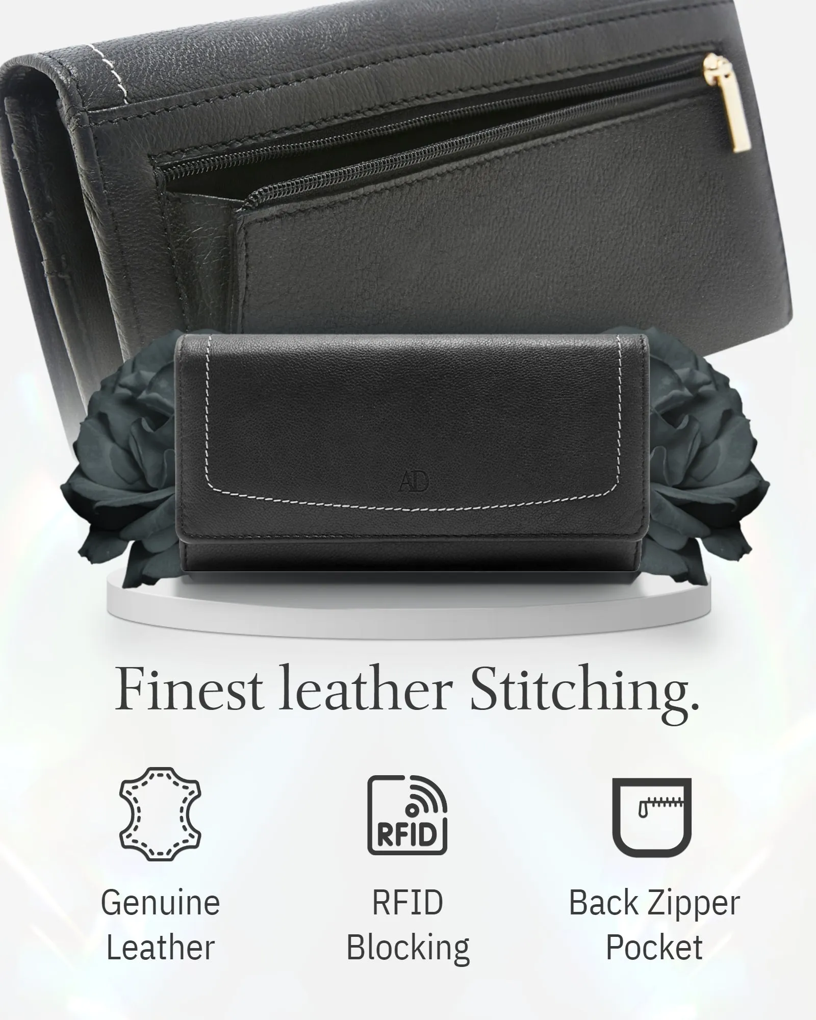 Leather RFID Accordion Clutch - Image 11