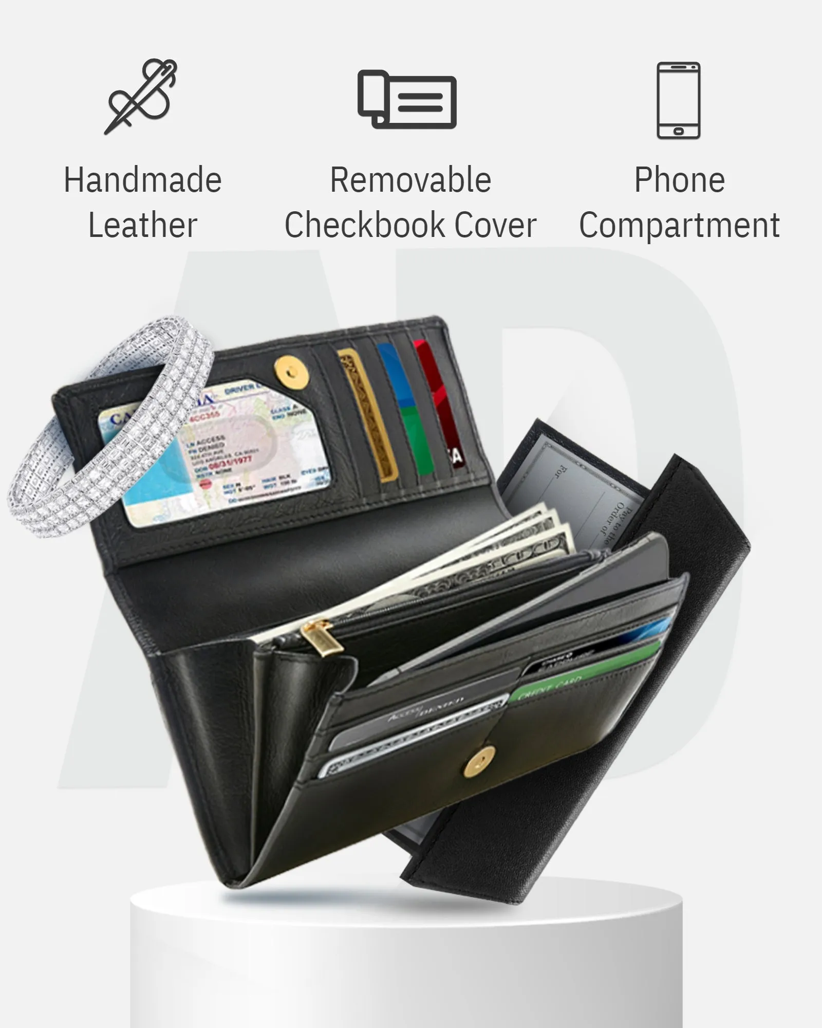 Leather RFID Accordion Clutch - Image 12