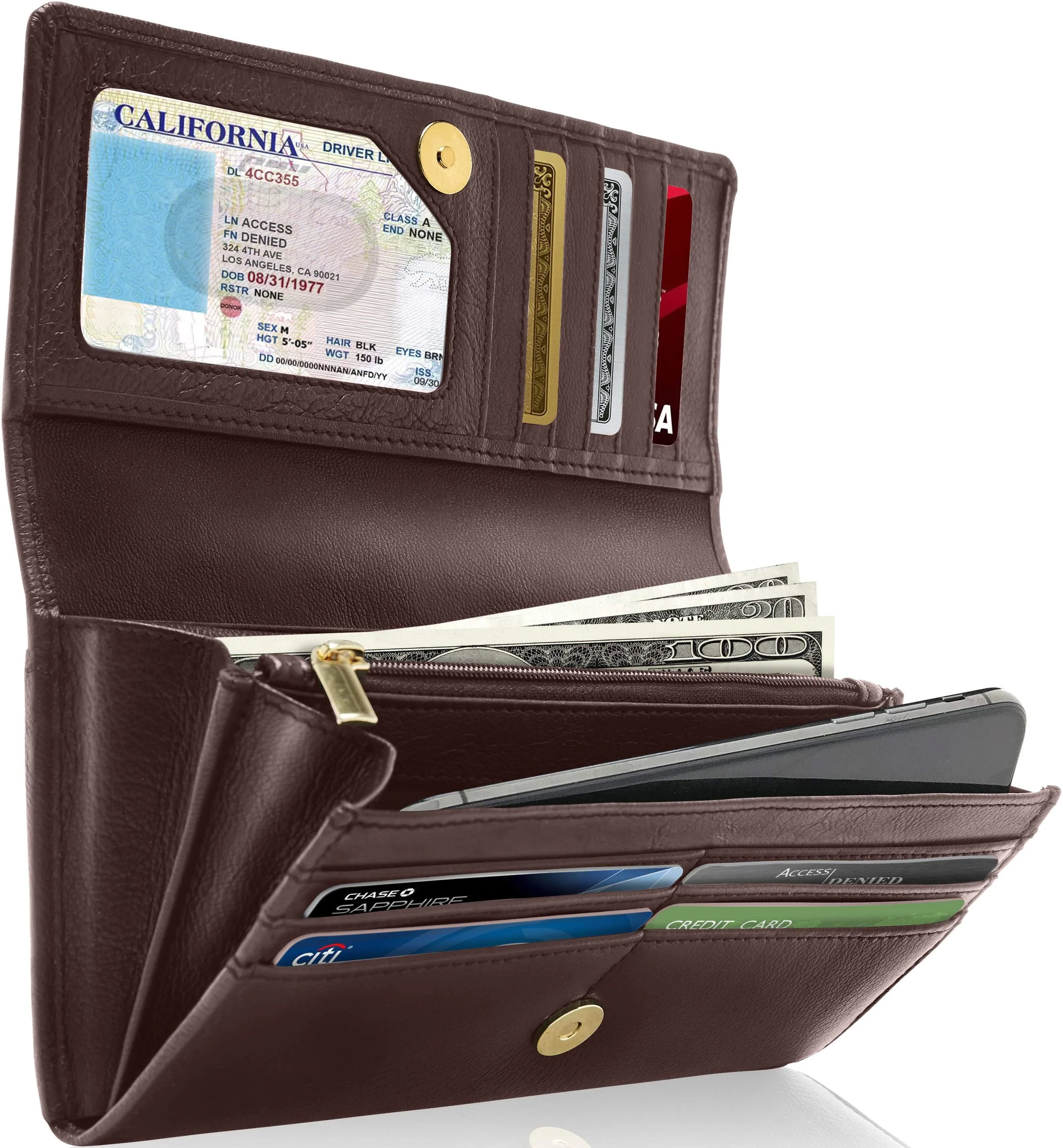 Leather RFID Accordion Clutch - Image 15