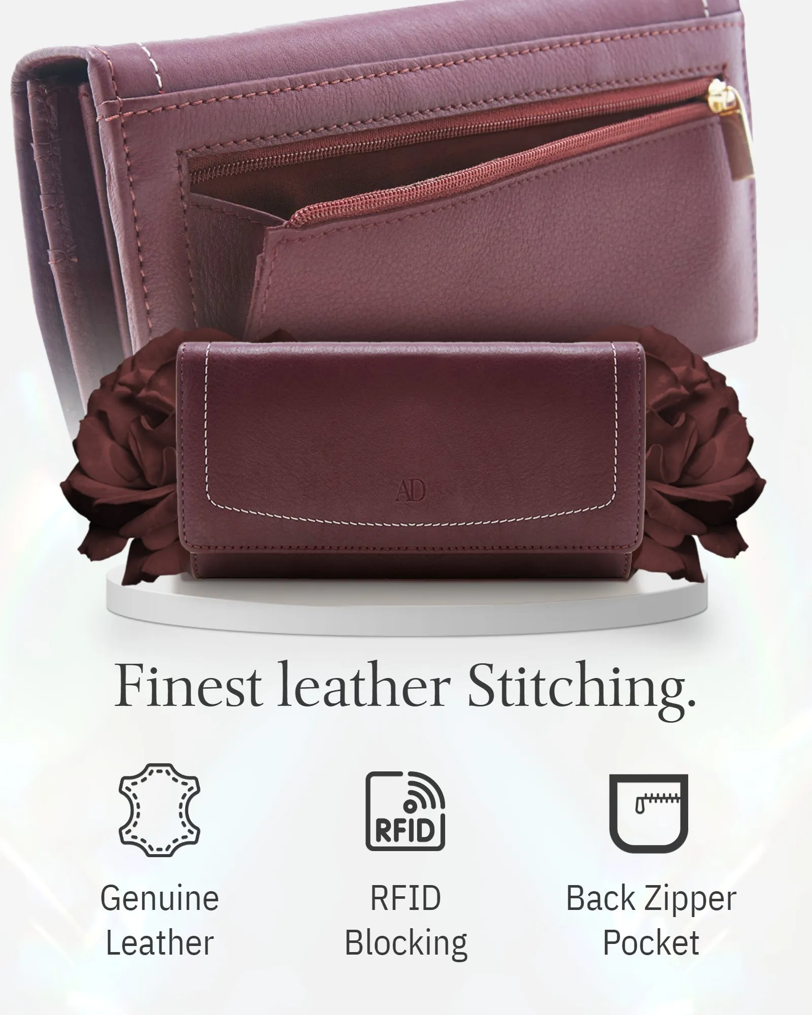 Leather RFID Accordion Clutch - Image 17