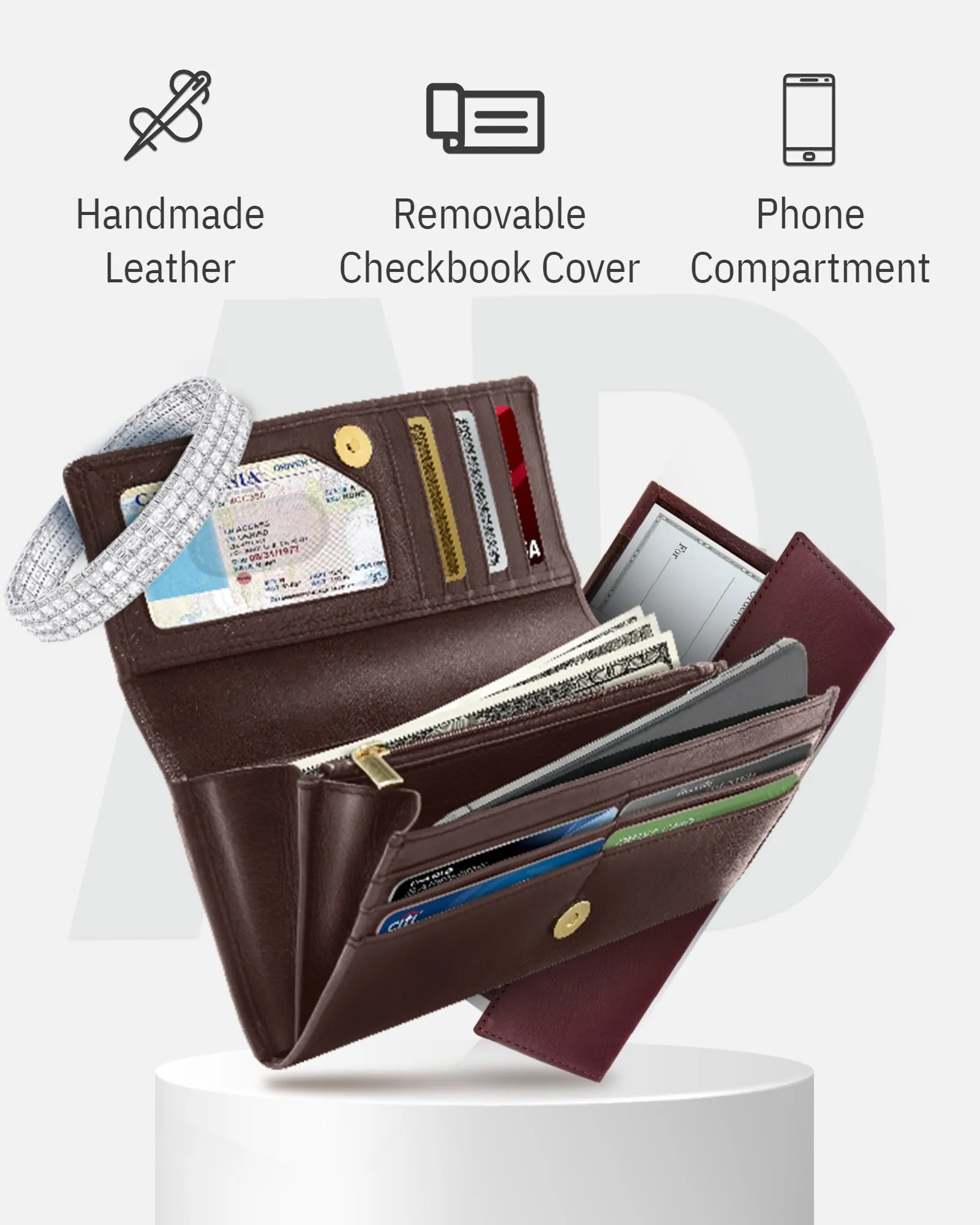 Leather RFID Accordion Clutch - Image 18