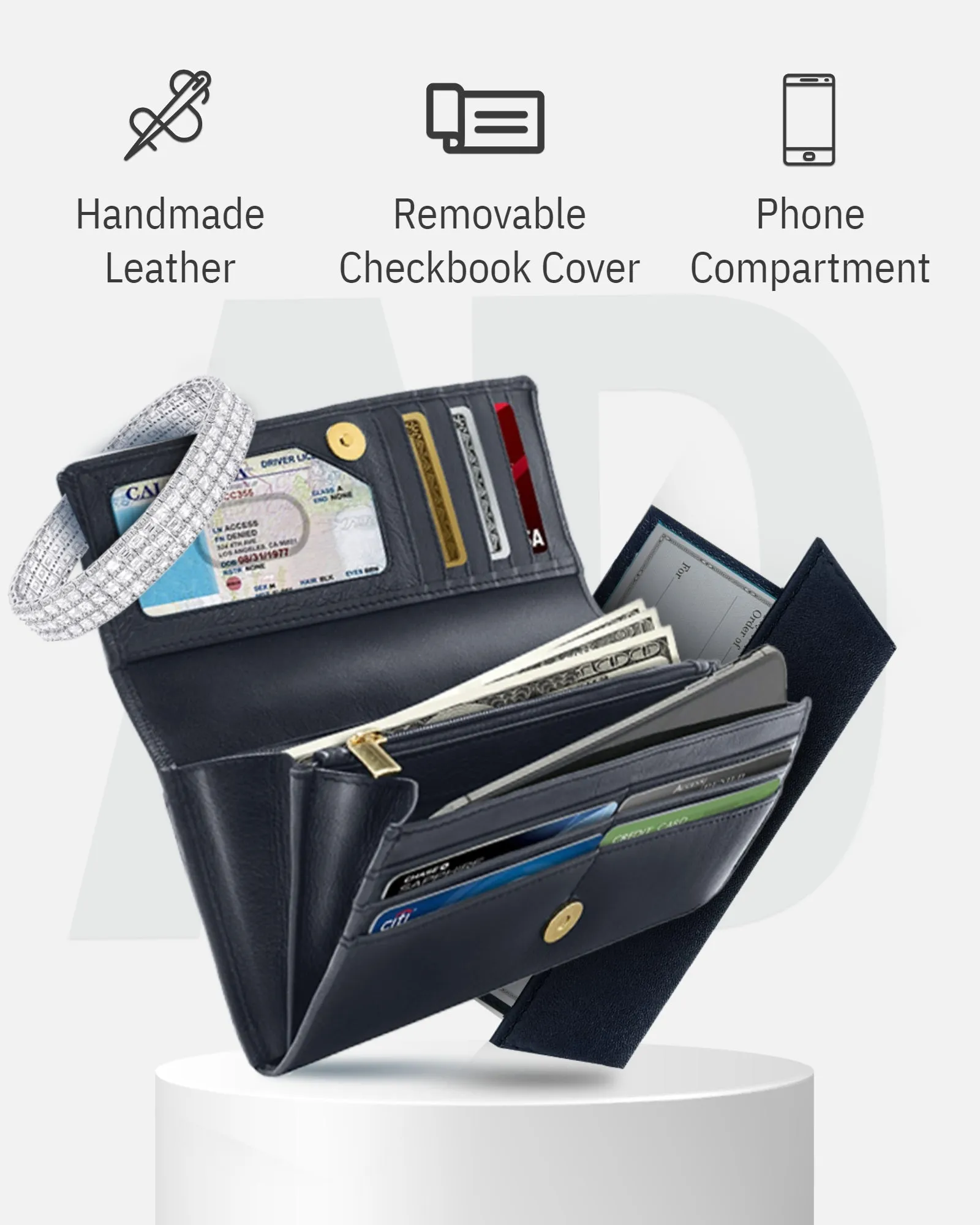 Leather RFID Accordion Clutch - Image 24