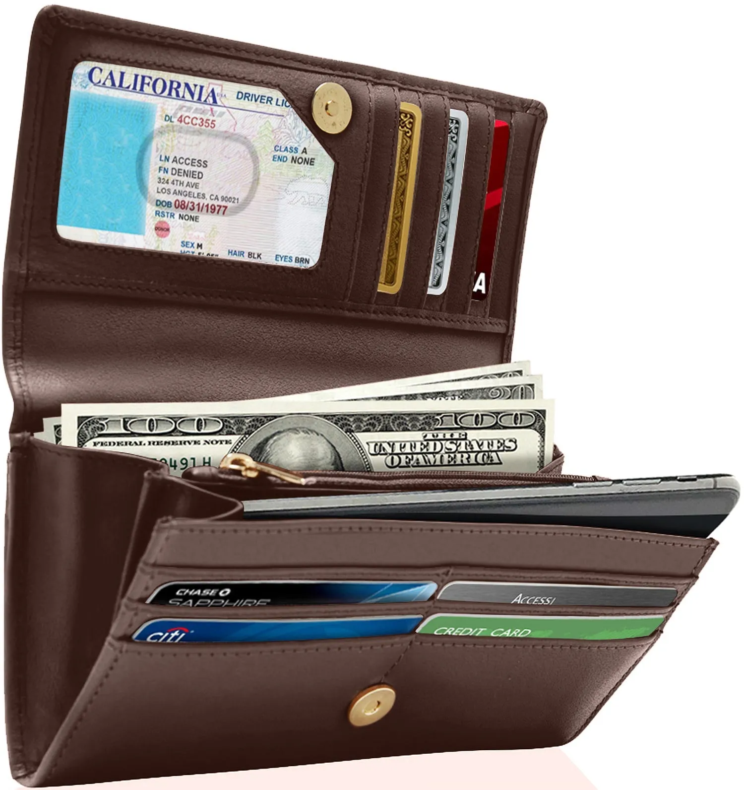 Leather RFID Accordion Clutch - Image 27