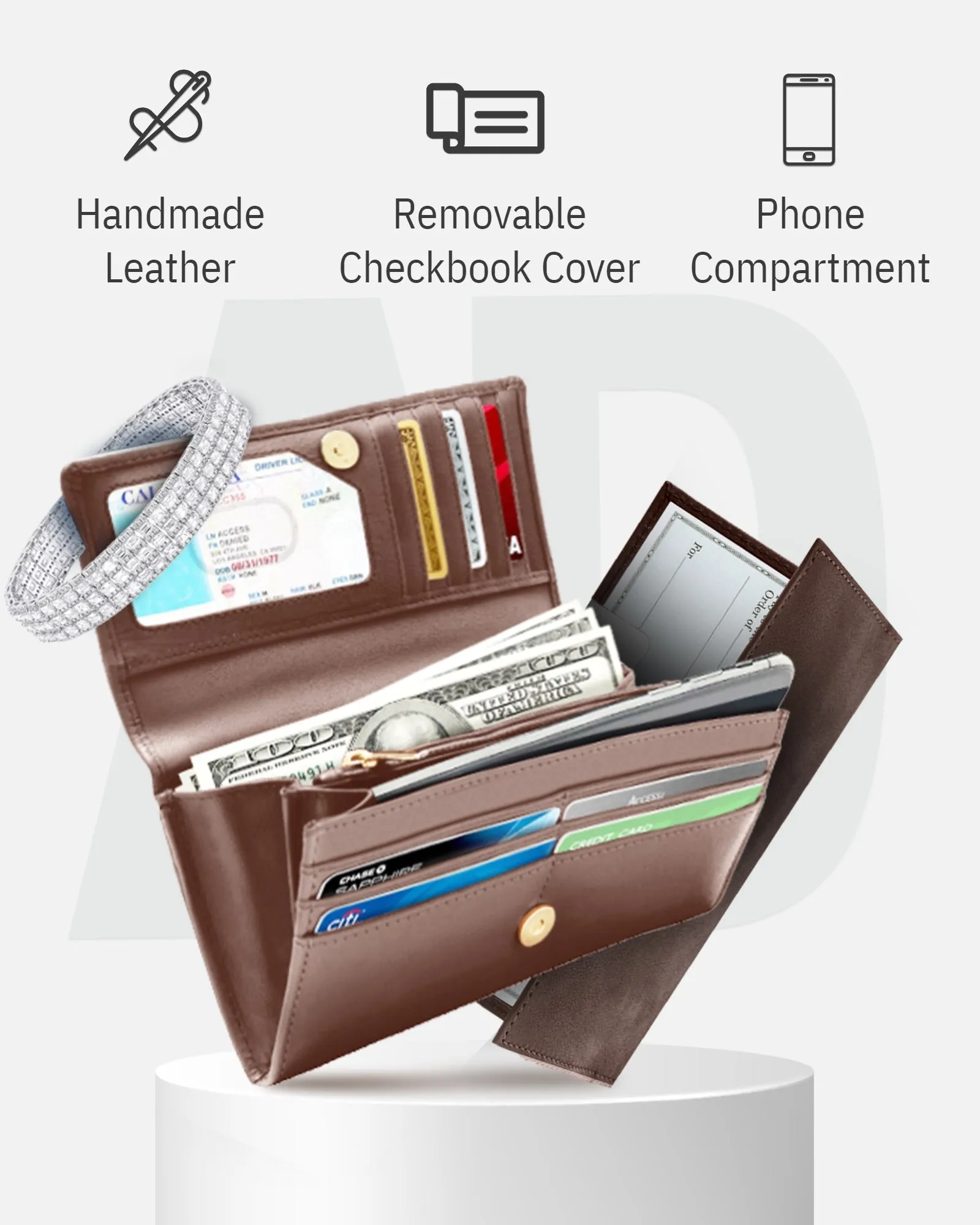 Leather RFID Accordion Clutch - Image 30