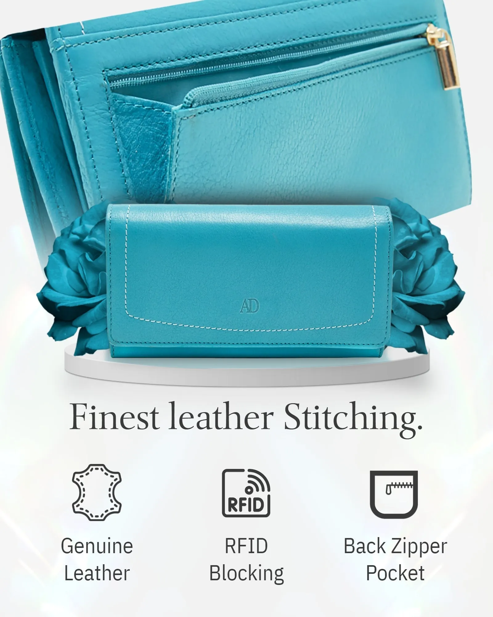 Leather RFID Accordion Clutch - Image 4
