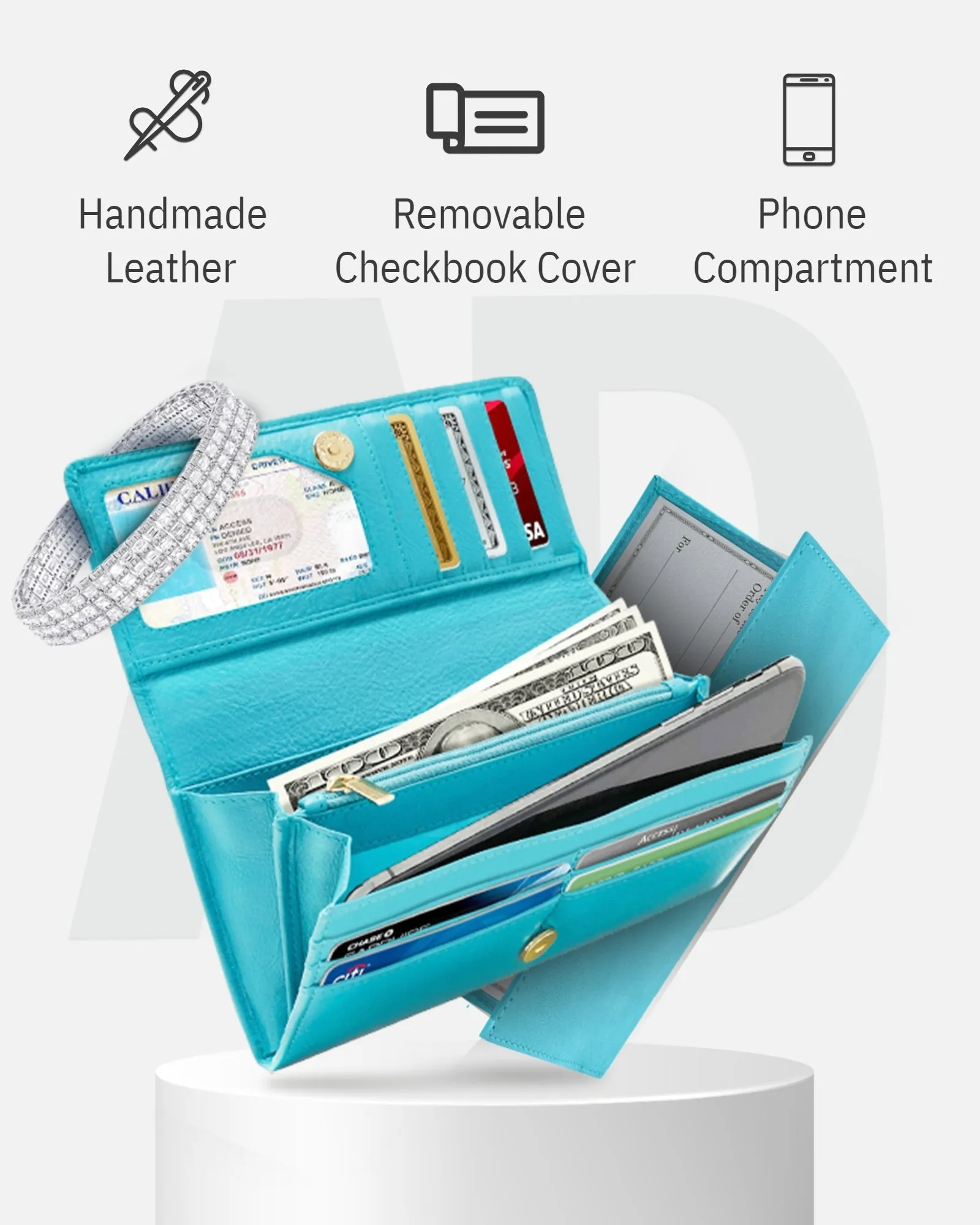 Leather RFID Accordion Clutch - Image 5