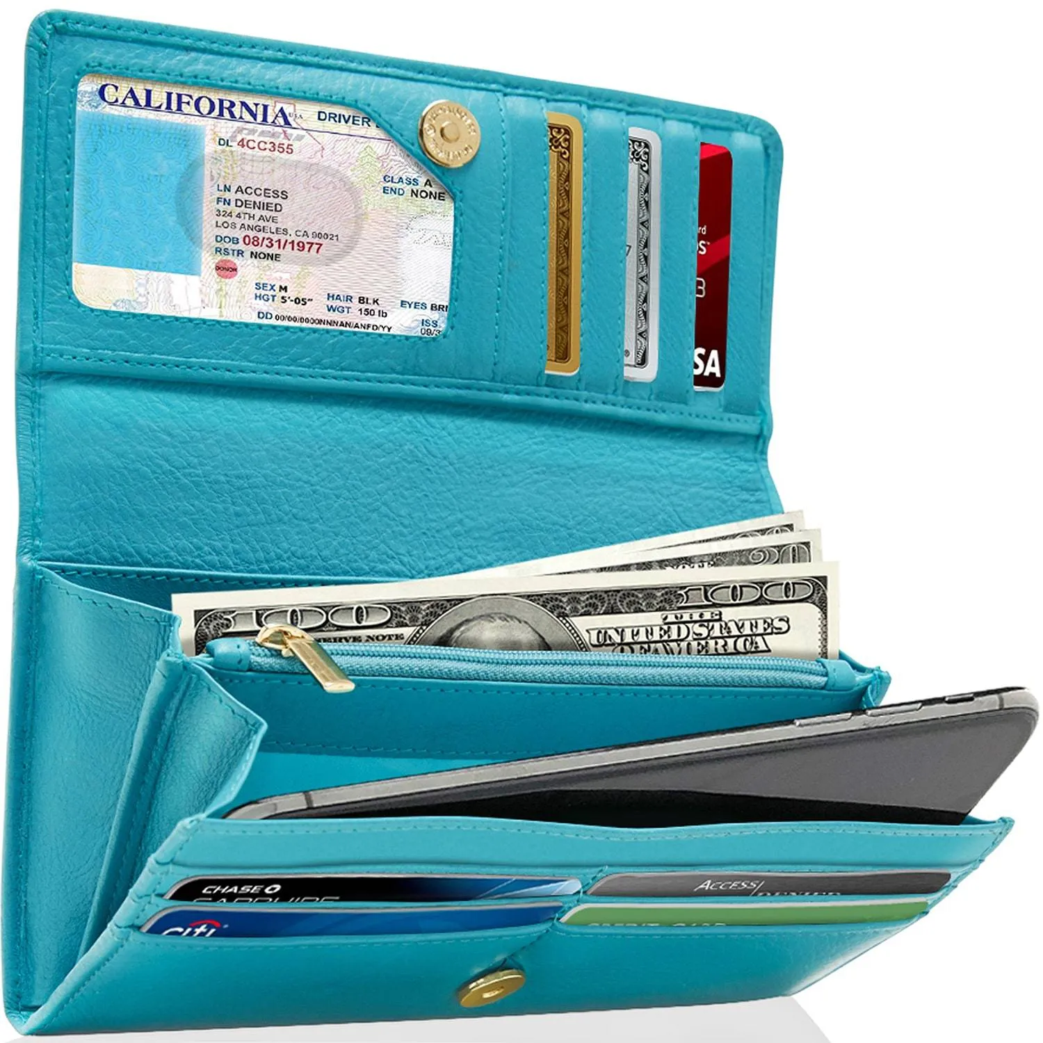 Leather RFID Accordion Clutch - Image 8