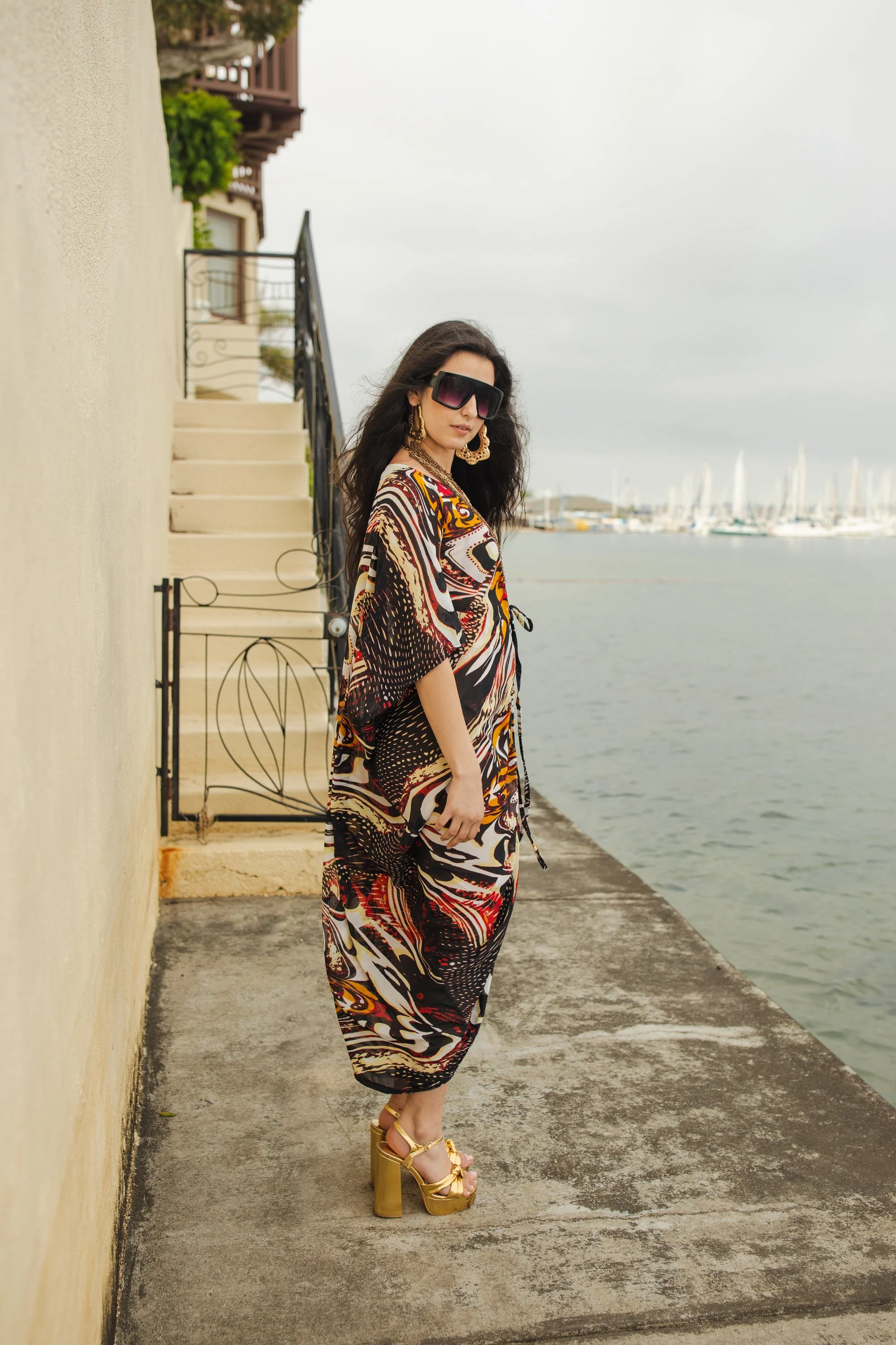 Actius Caftan Kaftan Dress in Rouge