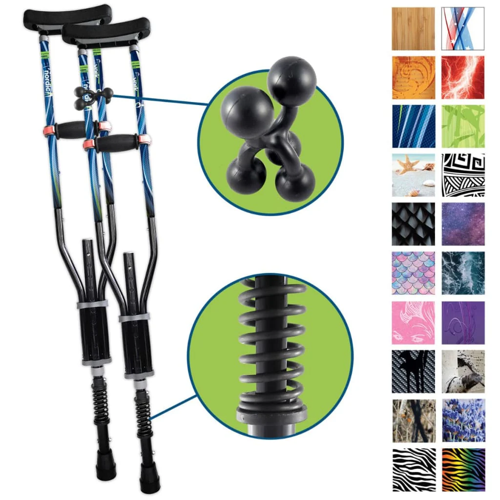 Adjustable Spring Cushion Crutches Perfect for Sports Injuries and Travel - Heights 4'7" to 6'6" - Adjust to 22" for Travel - Choice of Colors - Image 16