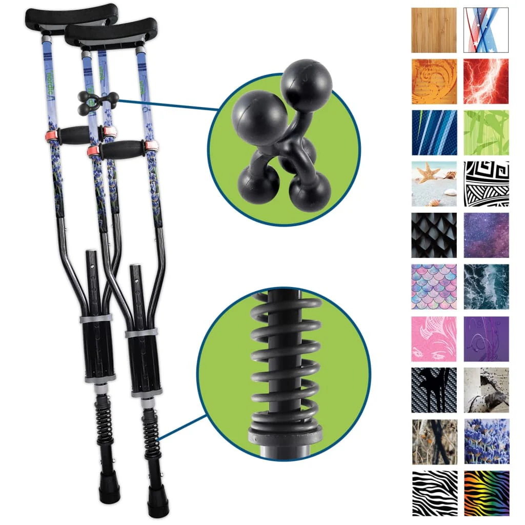 Adjustable Spring Cushion Crutches Perfect for Sports Injuries and Travel - Heights 4'7" to 6'6" - Adjust to 22" for Travel - Choice of Colors - Image 32