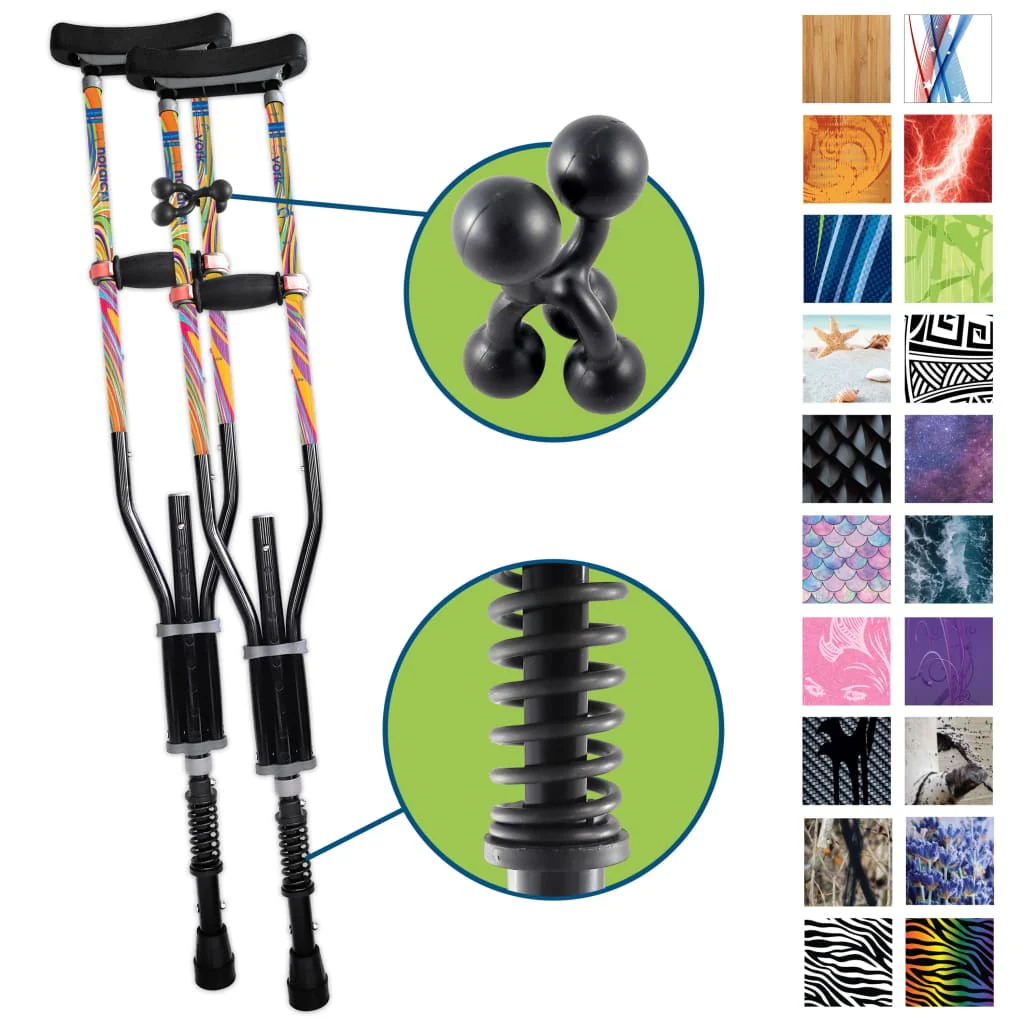 Adjustable Spring Cushion Crutches Perfect for Sports Injuries and Travel - Heights 4'7" to 6'6" - Adjust to 22" for Travel - Choice of Colors - Image 36